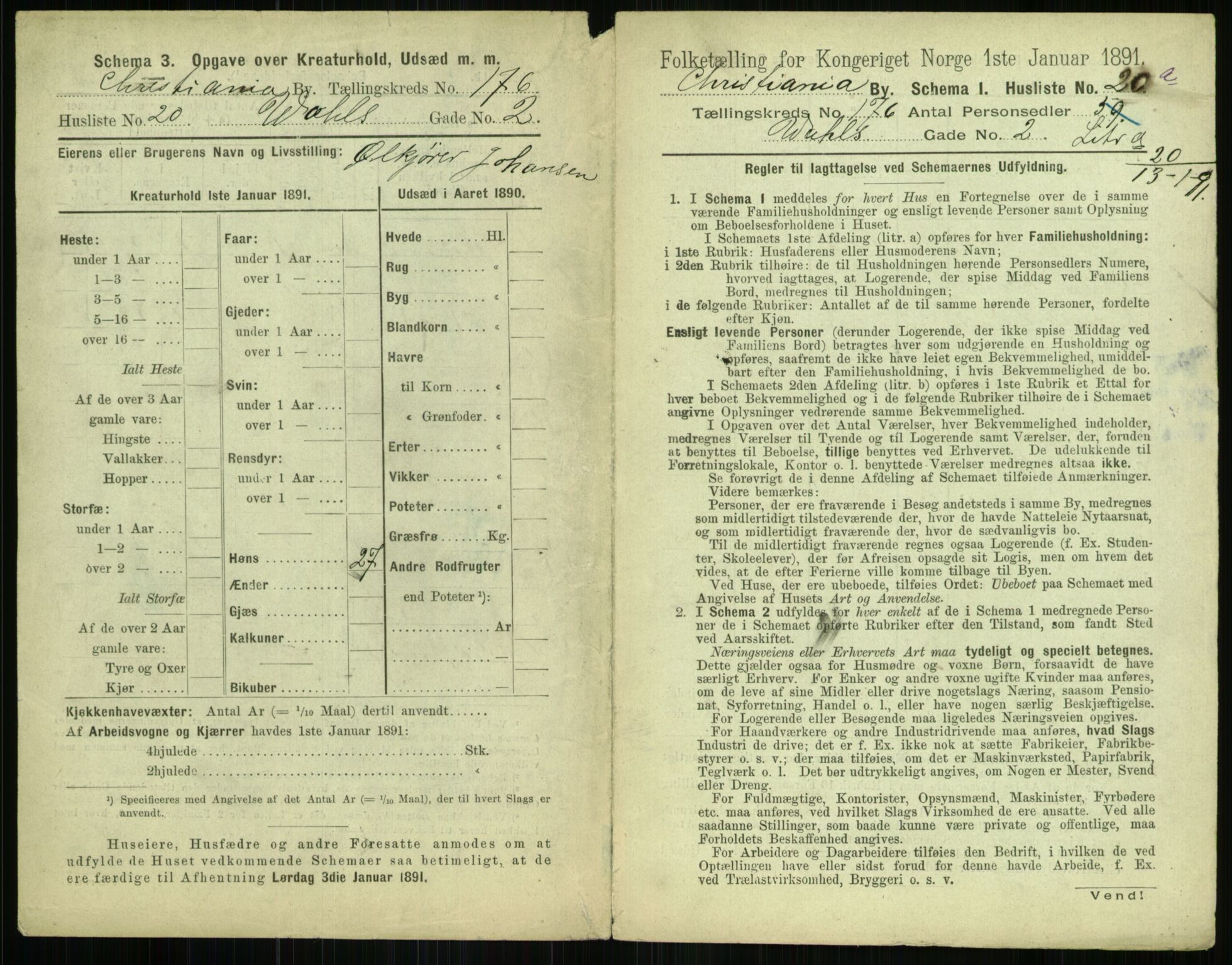 RA, 1891 census for 0301 Kristiania, 1891, p. 105611