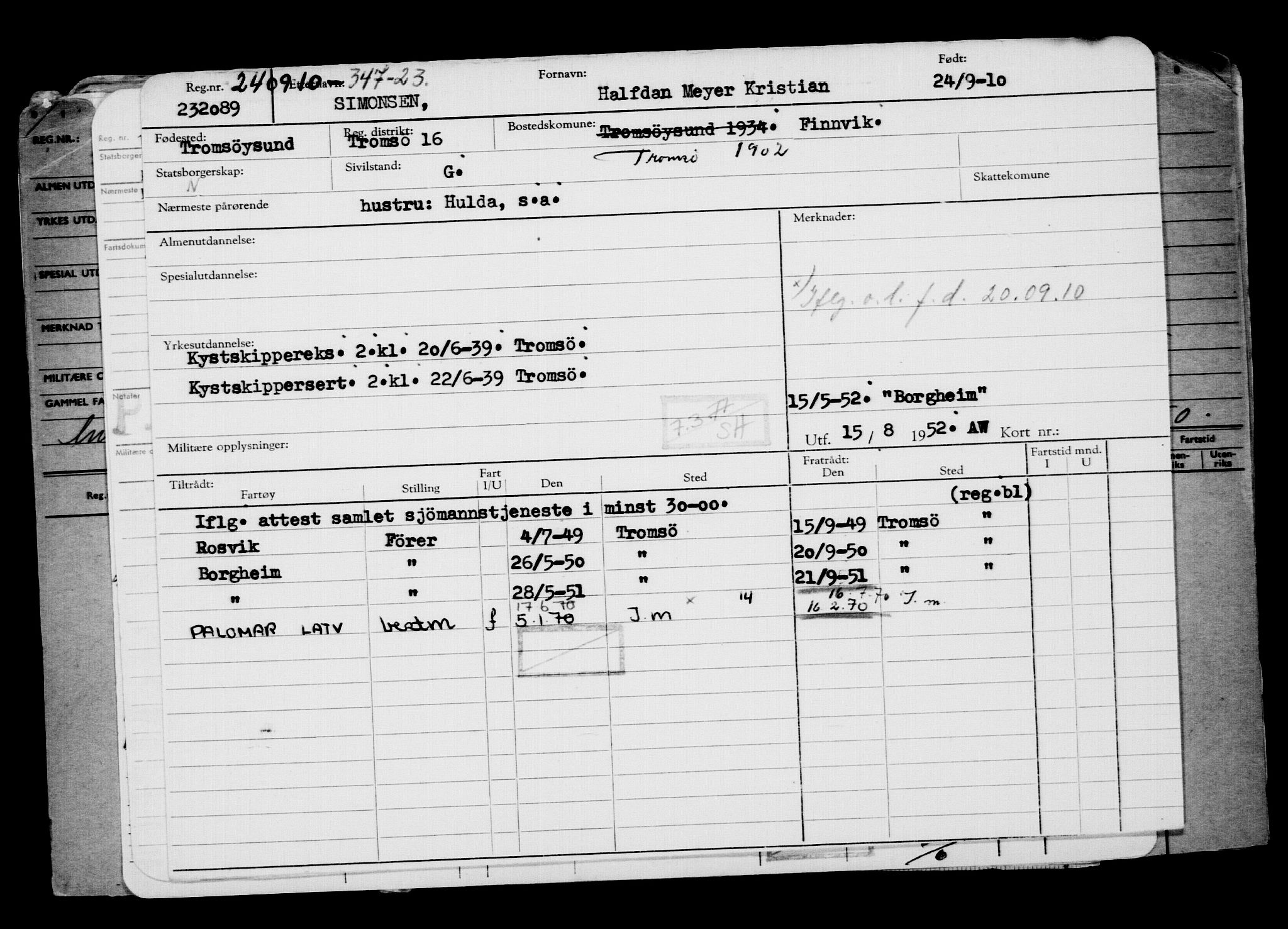 Direktoratet for sjømenn, AV/RA-S-3545/G/Gb/L0091: Hovedkort, 1910, p. 812