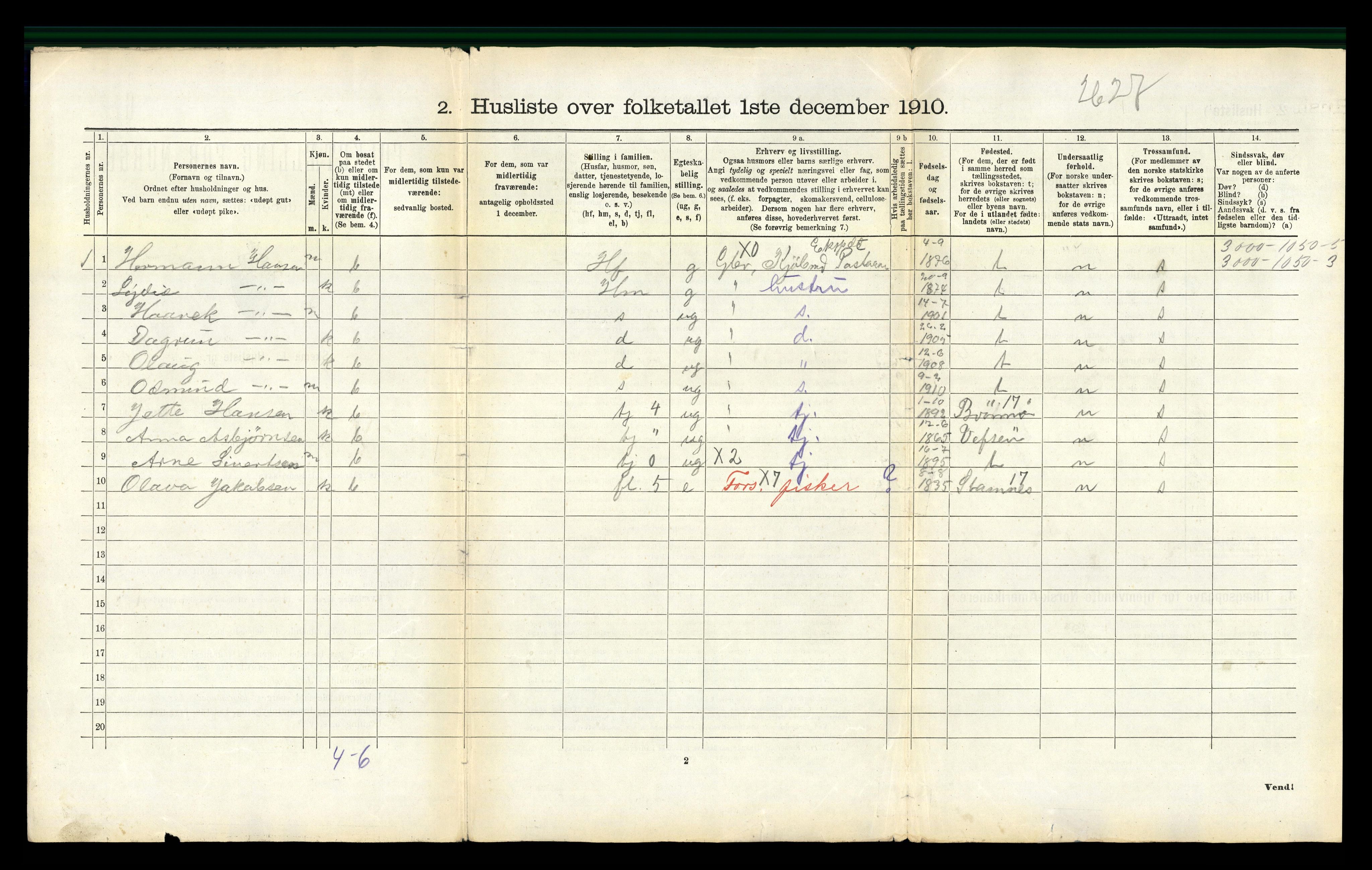 RA, 1910 census for Tjøtta, 1910, p. 928