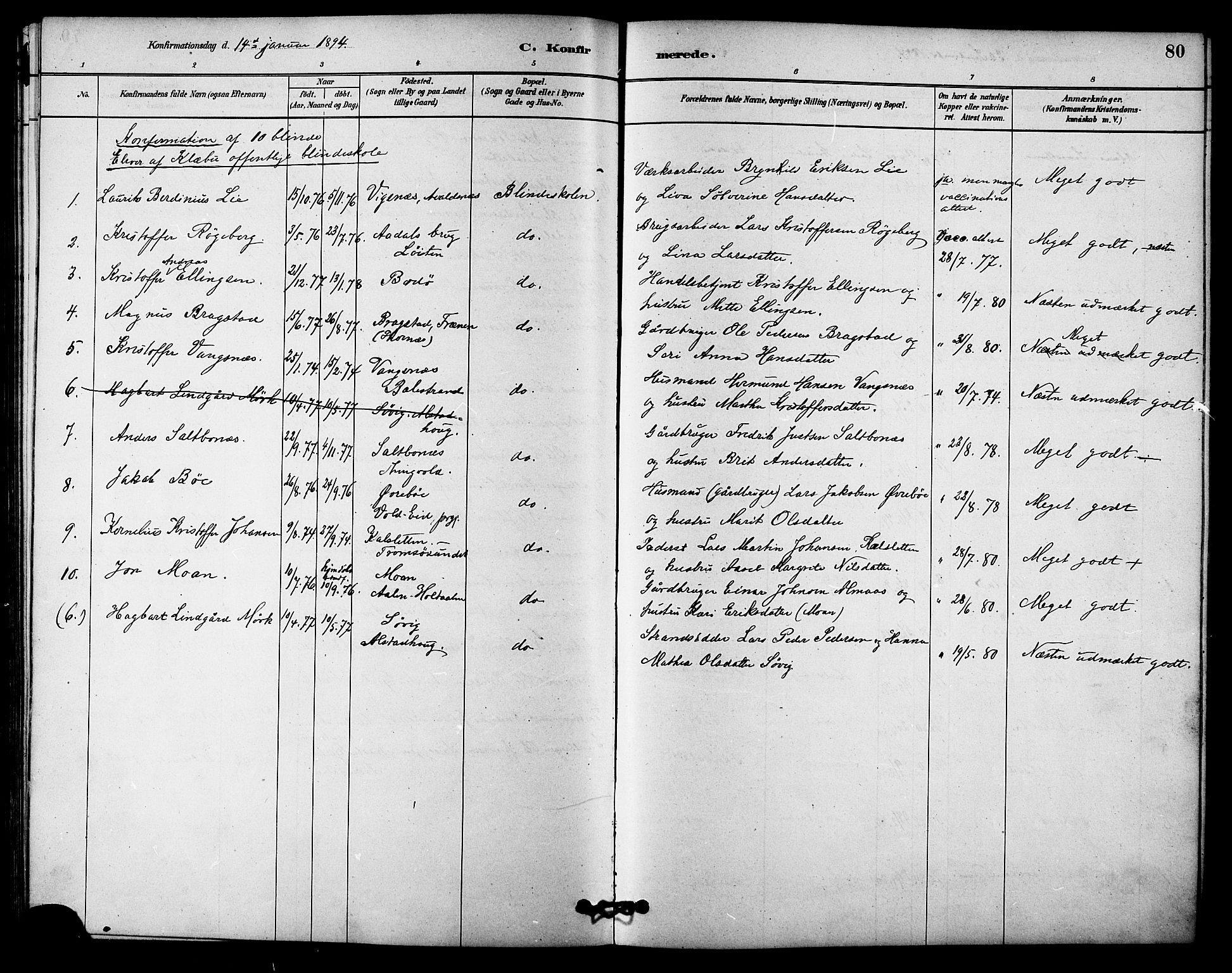 Ministerialprotokoller, klokkerbøker og fødselsregistre - Sør-Trøndelag, SAT/A-1456/618/L0444: Parish register (official) no. 618A07, 1880-1898, p. 80