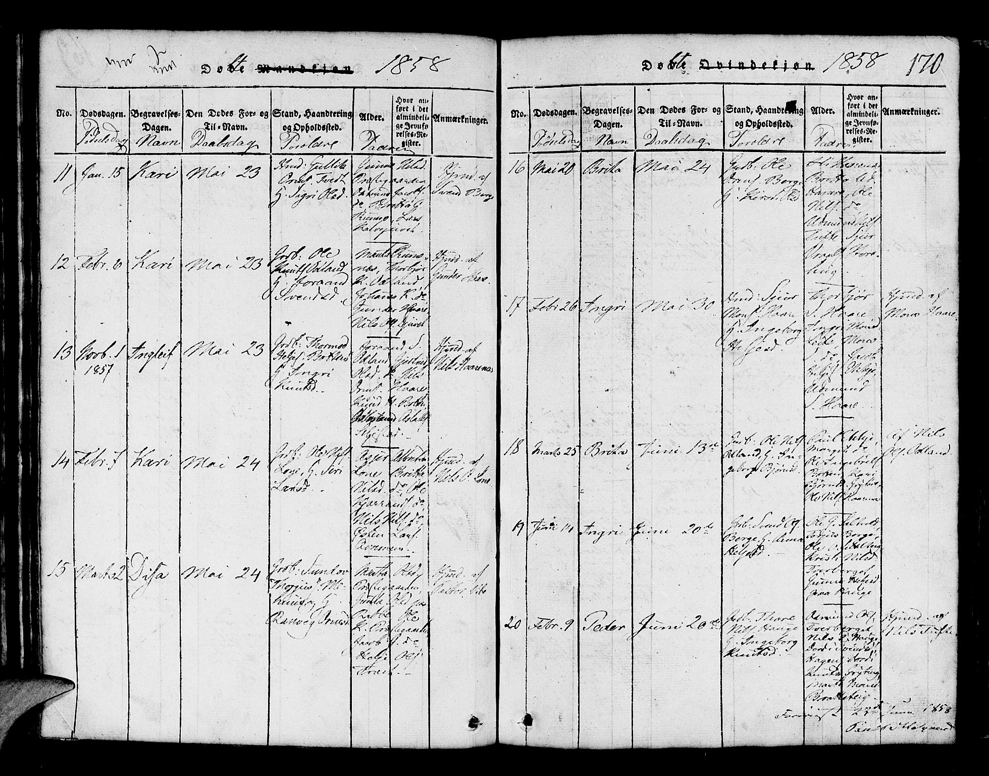 Røldal sokneprestembete, SAB/A-100247: Parish register (copy) no. A 1, 1817-1860, p. 170