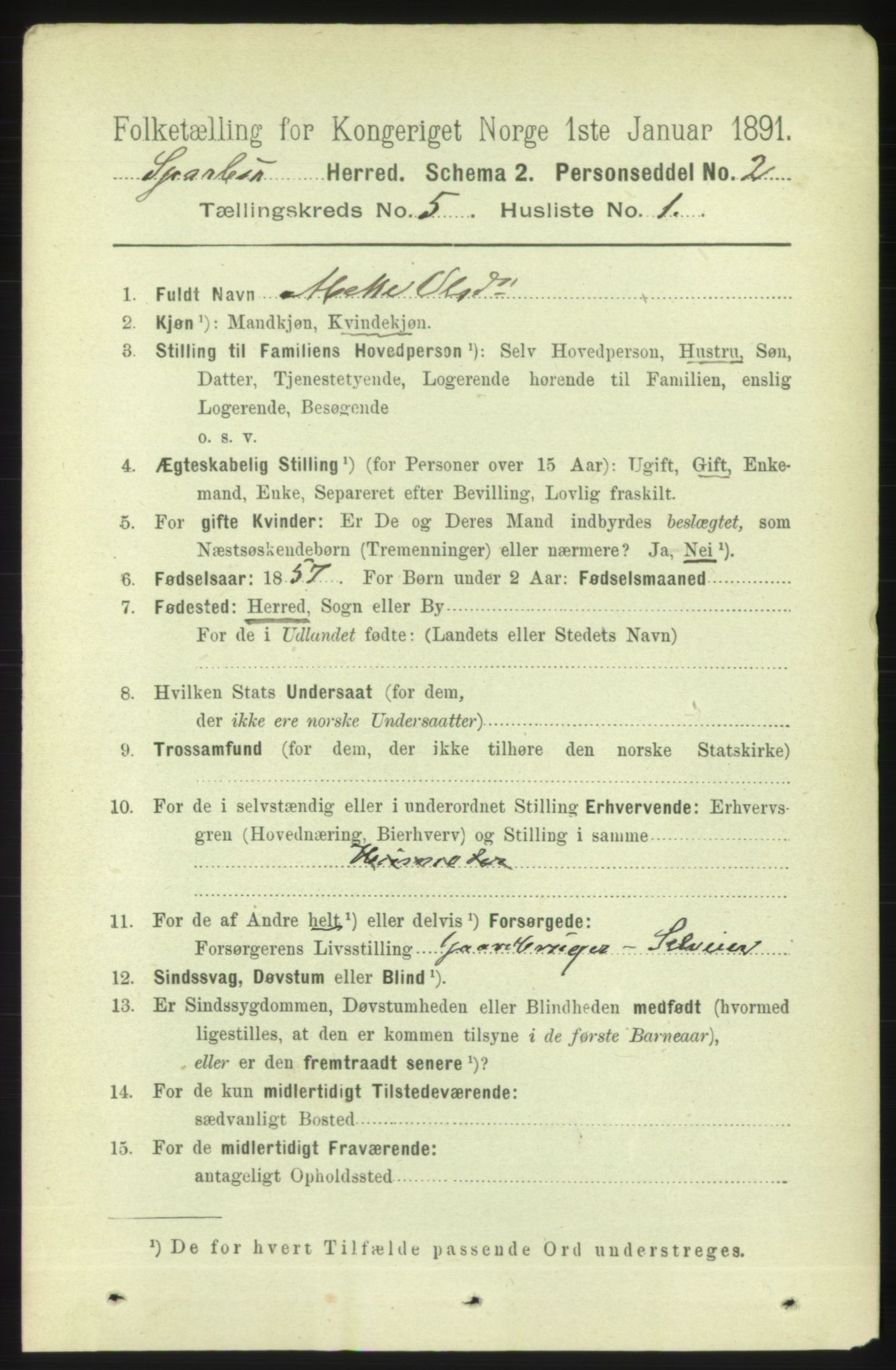 RA, 1891 census for 1731 Sparbu, 1891, p. 1682