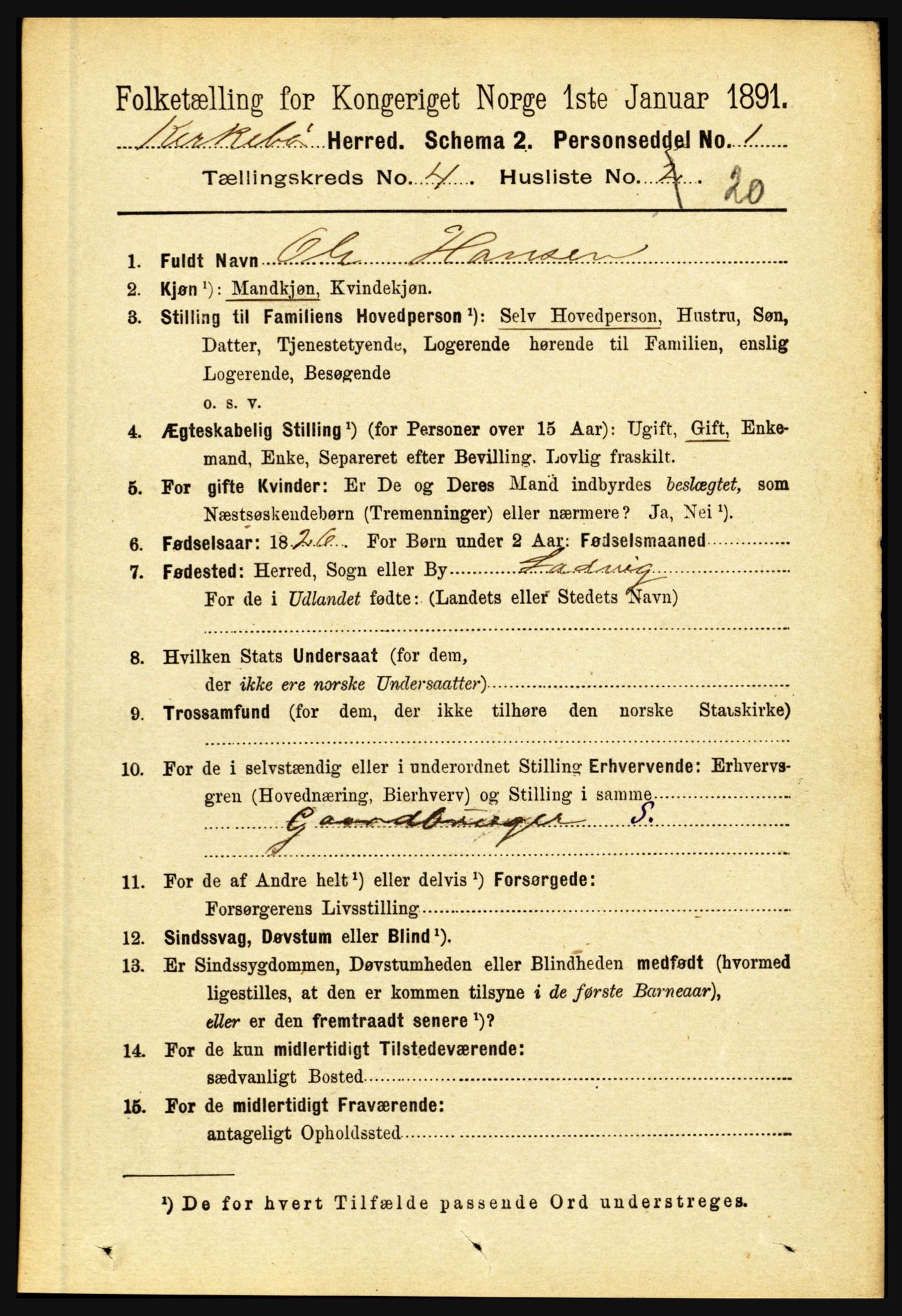 RA, 1891 census for 1416 Kyrkjebø, 1891, p. 963