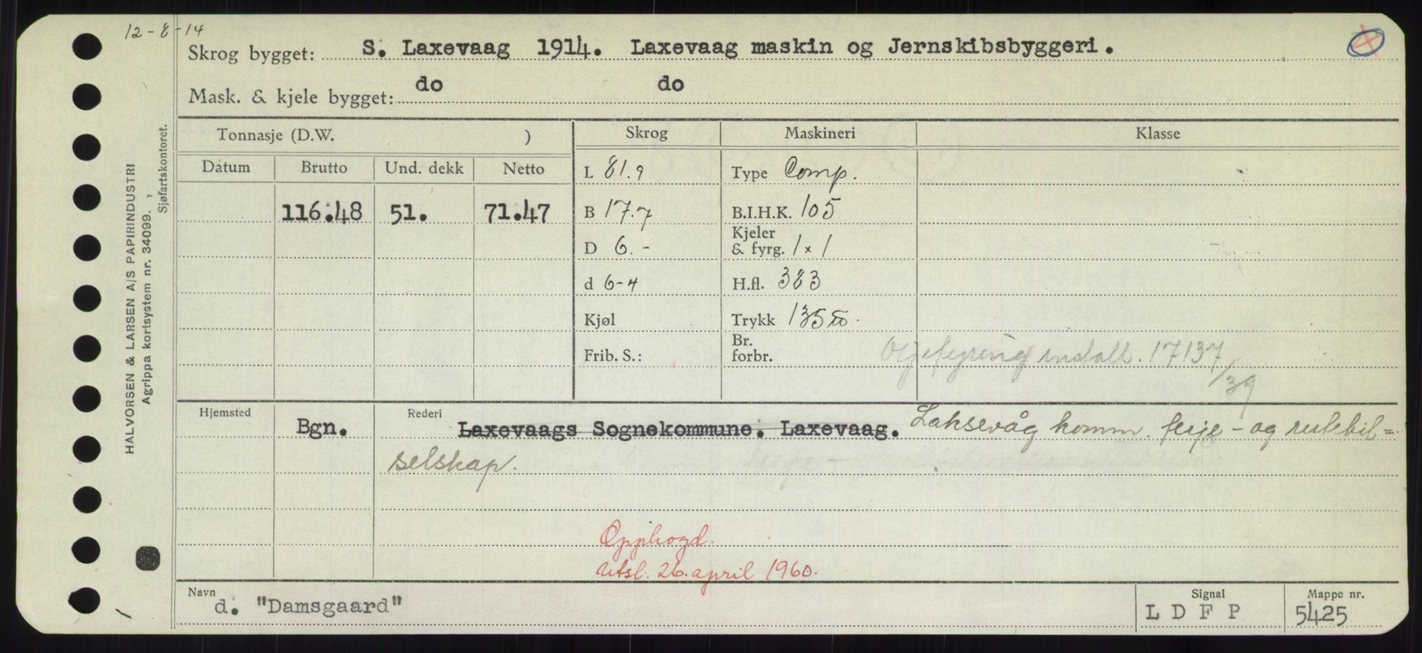 Sjøfartsdirektoratet med forløpere, Skipsmålingen, RA/S-1627/H/Hd/L0008: Fartøy, C-D, p. 391