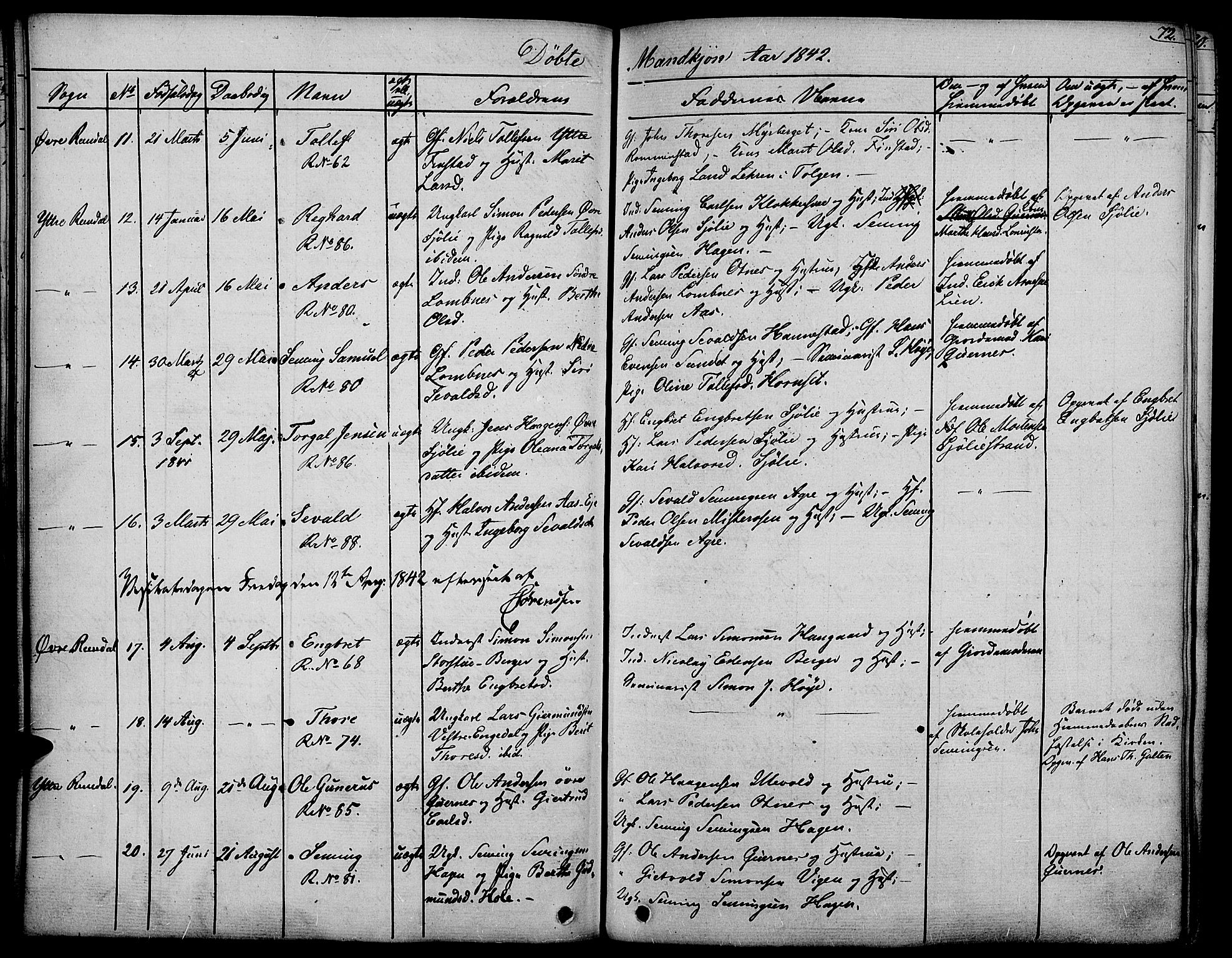 Rendalen prestekontor, AV/SAH-PREST-054/H/Ha/Haa/L0004: Parish register (official) no. 4, 1829-1852, p. 72