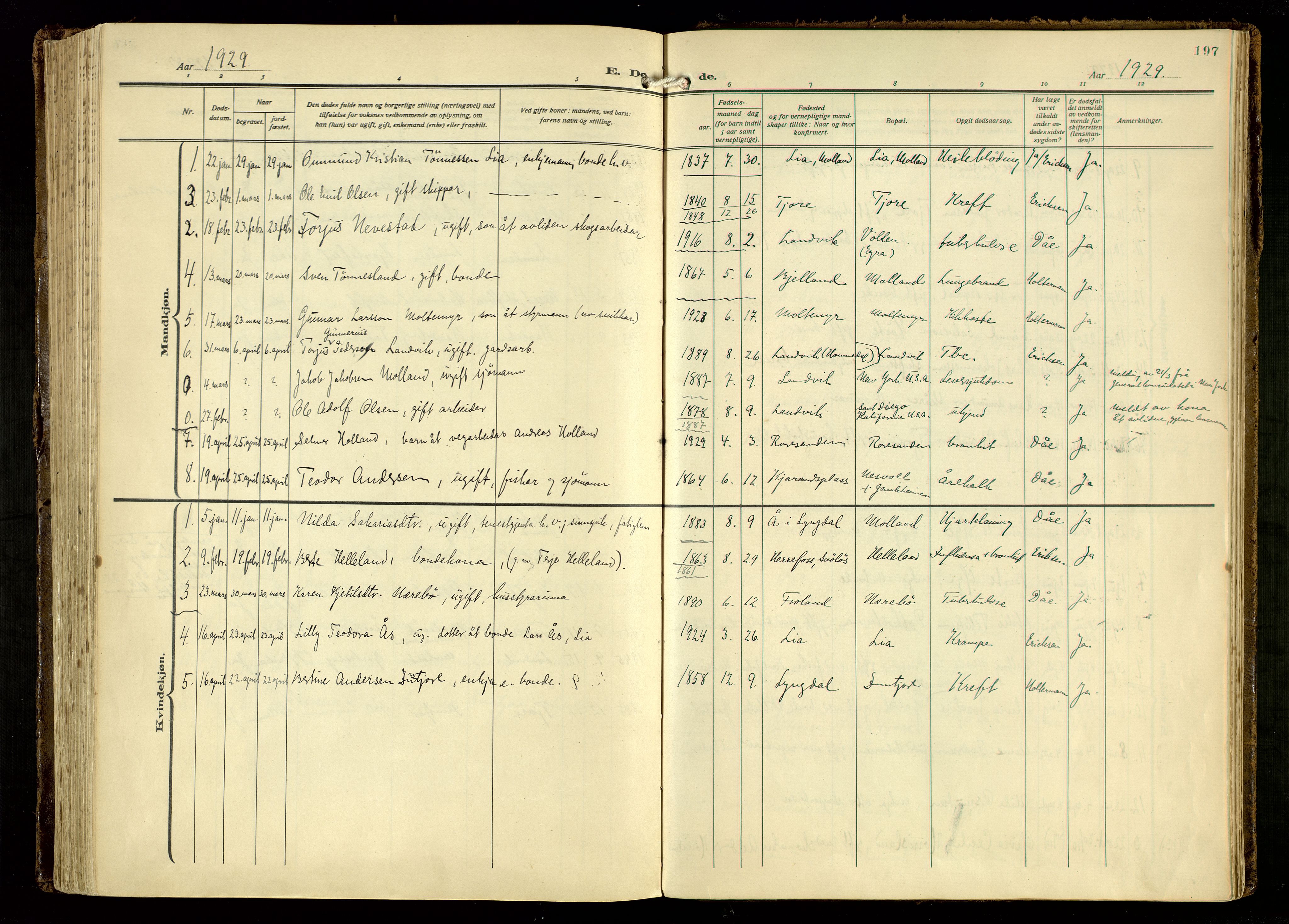 Hommedal sokneprestkontor, AV/SAK-1111-0023/F/Fa/Fab/L0008: Parish register (official) no. A 8, 1925-1956, p. 197