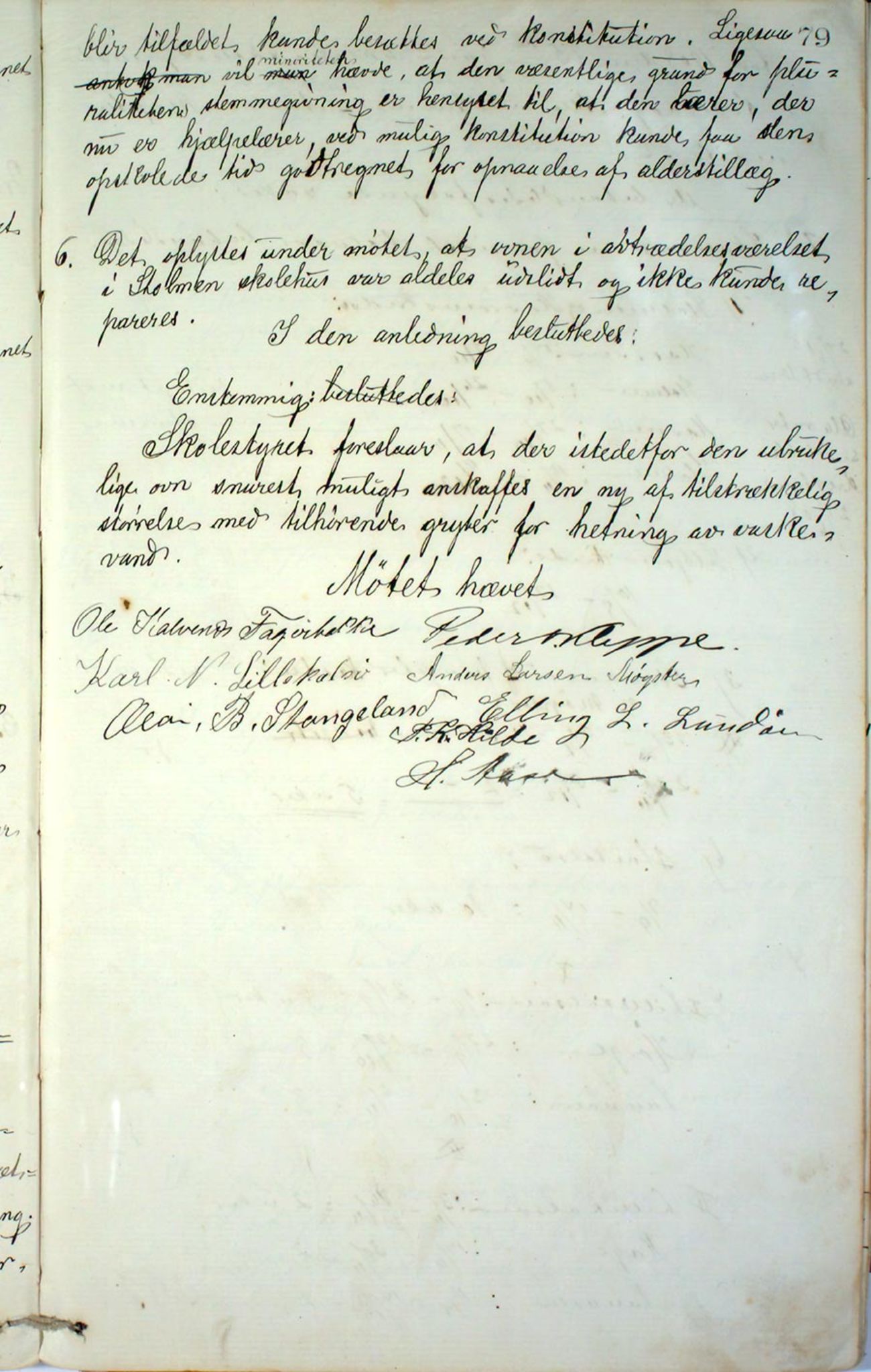 Austevoll kommune. Skulestyret, IKAH/1244-211/A/Aa/L0001: Møtebok for Møkster skulestyre, 1878-1910, p. 79a