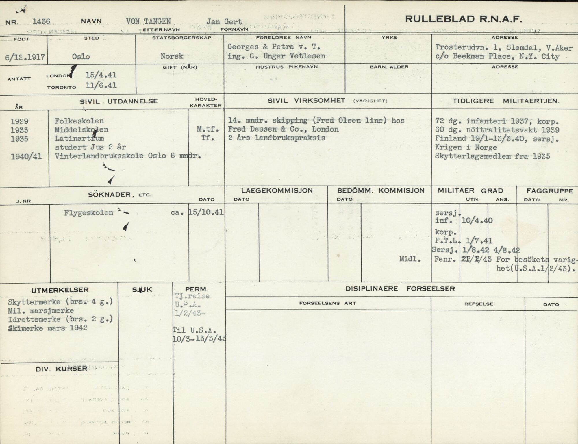 Forsvaret, Forsvarets overkommando/Luftforsvarsstaben, AV/RA-RAFA-4079/P/Pa/L0052: Personellpapirer, 1917, p. 450