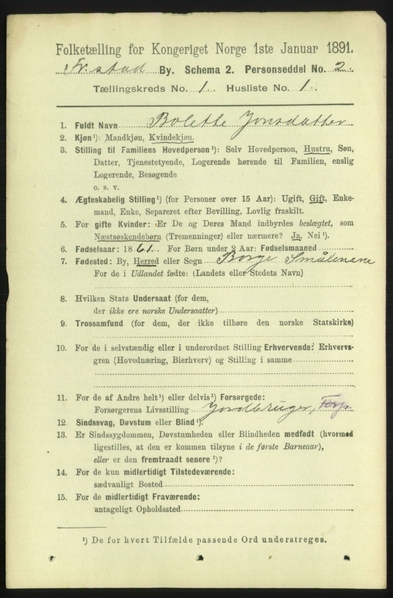 RA, 1891 census for 0103 Fredrikstad, 1891, p. 2618