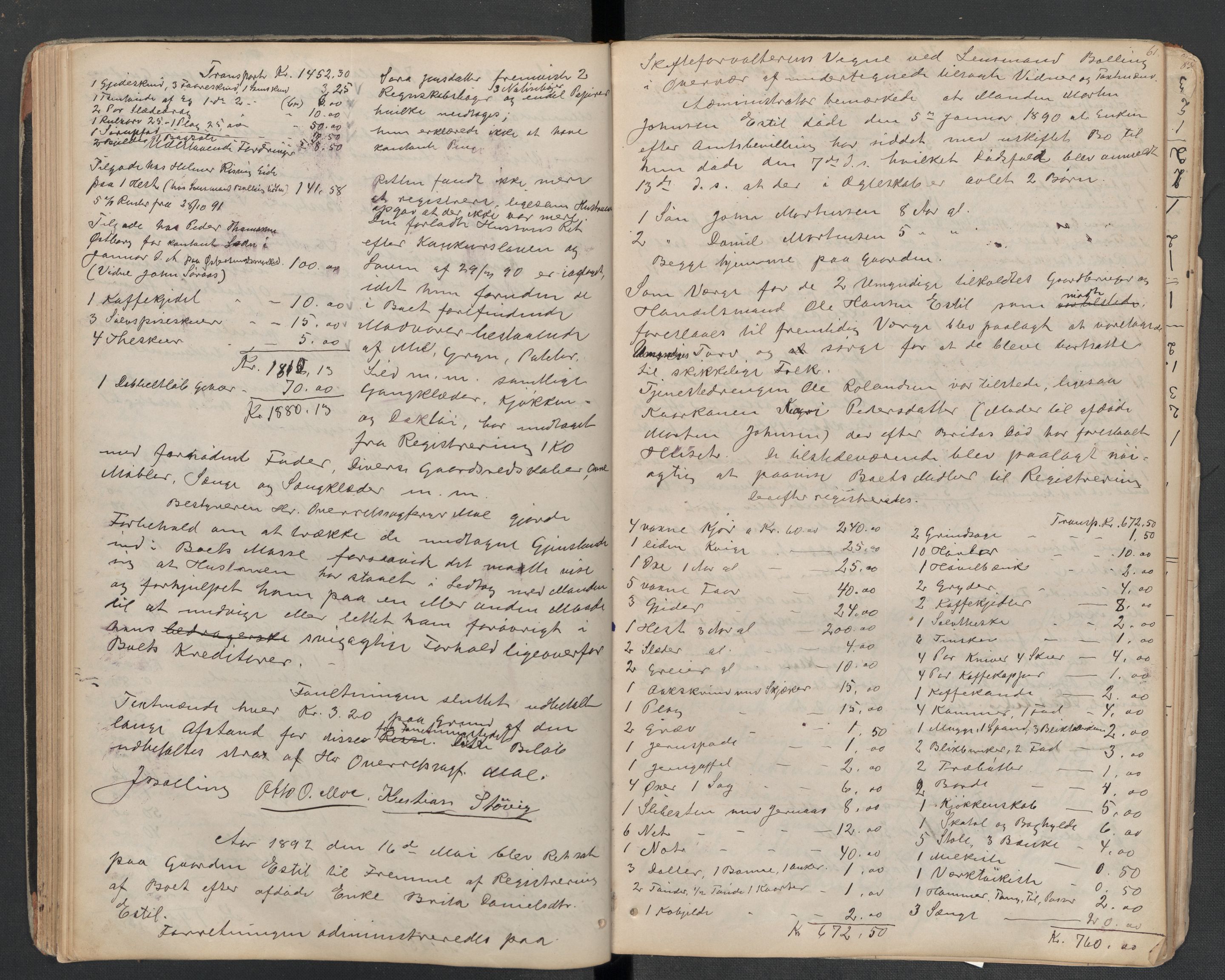 Lierne lensmannskontor - 1. avlevering, AV/SAT-A-1030/02/L0014: Dødsfalls-/ registreringsprotokoll, 1872-1905, p. 61