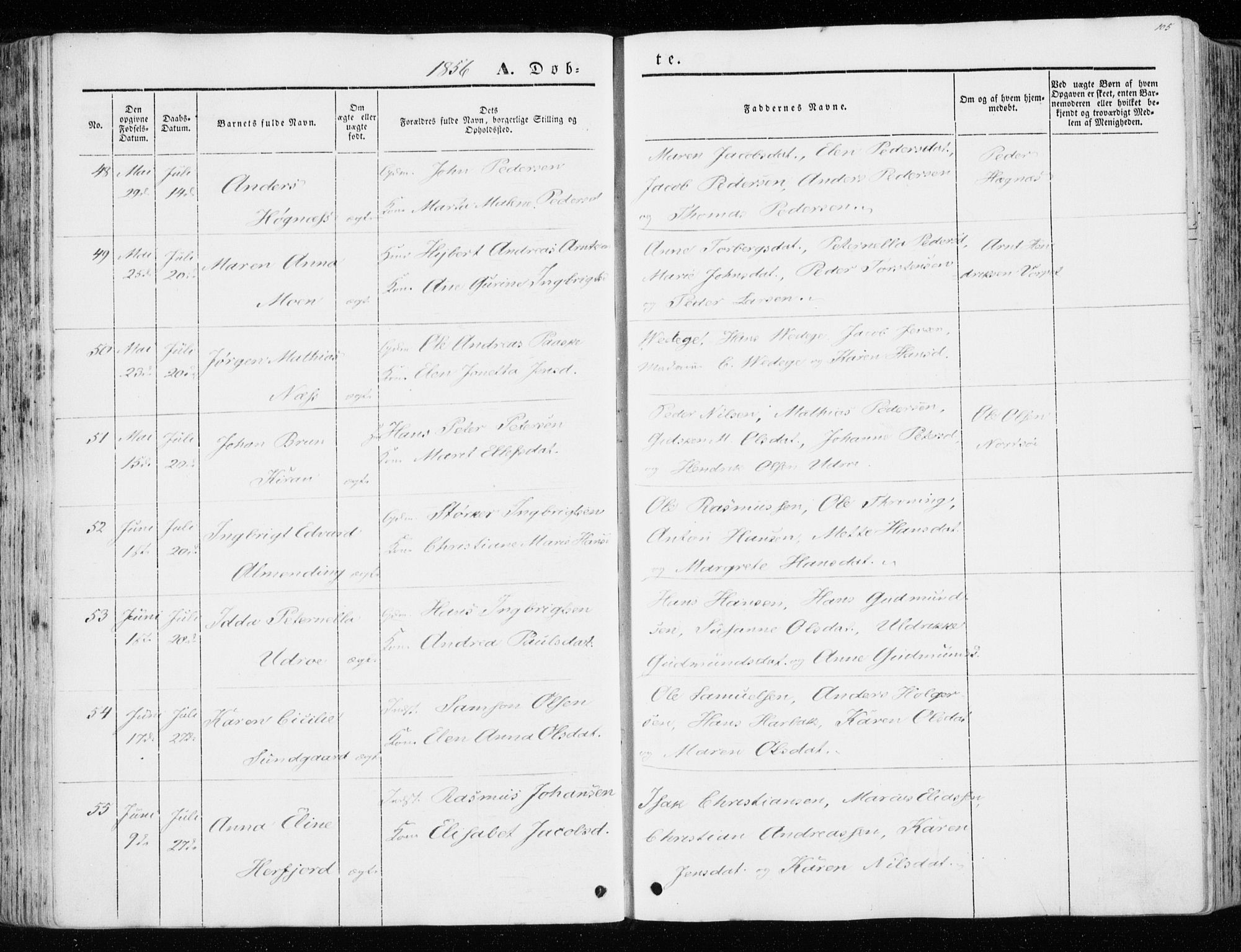 Ministerialprotokoller, klokkerbøker og fødselsregistre - Sør-Trøndelag, AV/SAT-A-1456/657/L0704: Parish register (official) no. 657A05, 1846-1857, p. 105