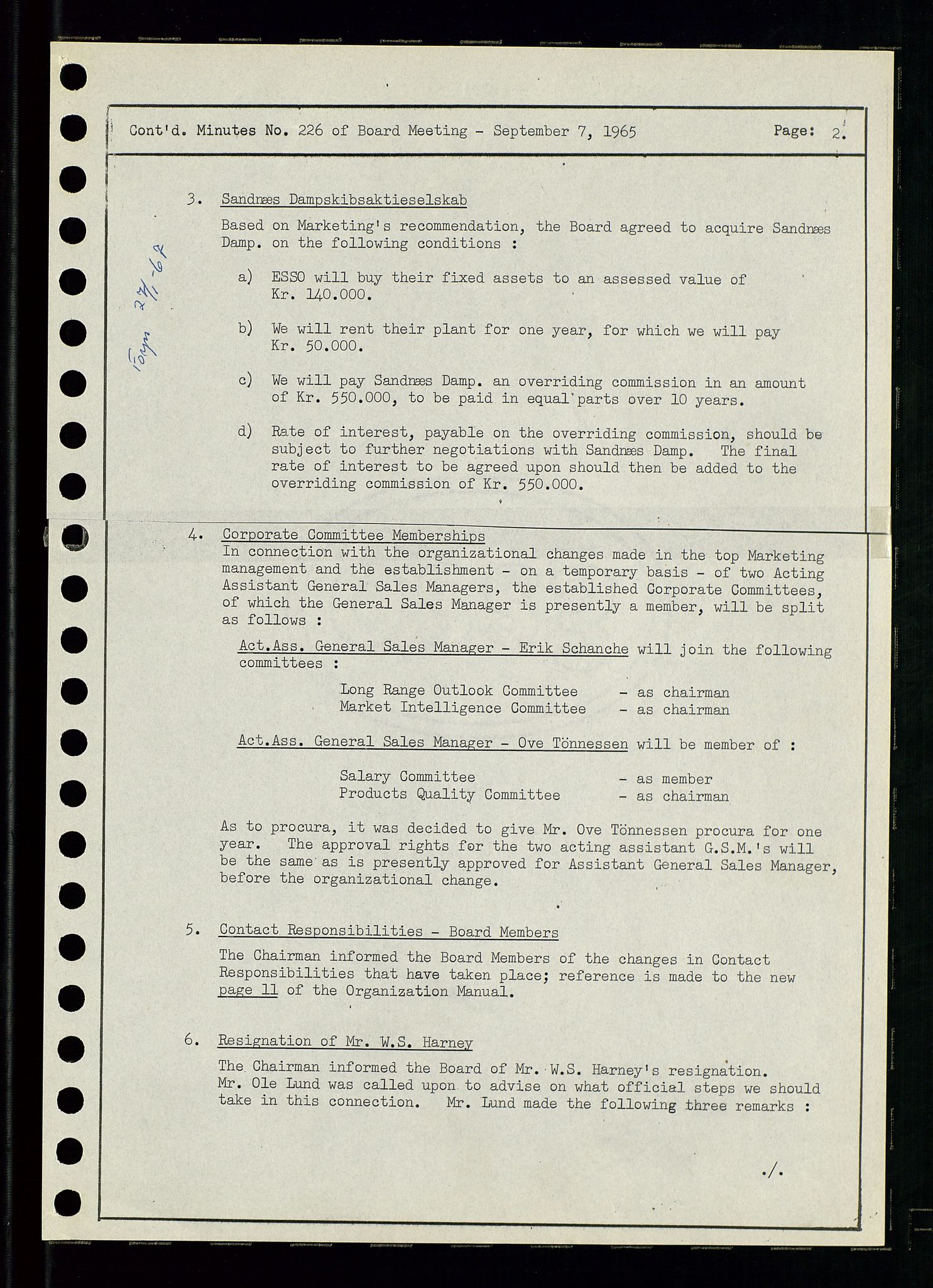 Pa 0982 - Esso Norge A/S, AV/SAST-A-100448/A/Aa/L0002/0001: Den administrerende direksjon Board minutes (styrereferater) / Den administrerende direksjon Board minutes (styrereferater), 1965, p. 59