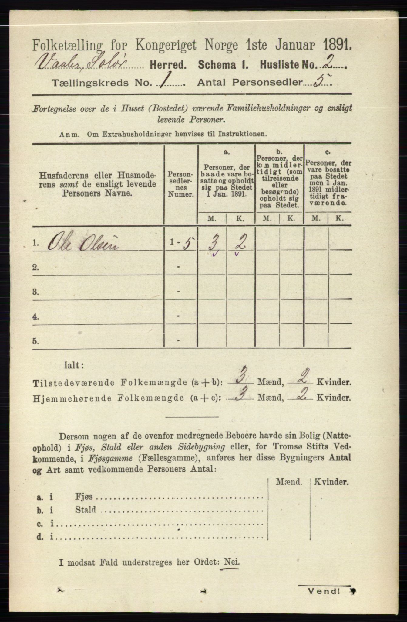 RA, 1891 census for 0426 Våler, 1891, p. 27