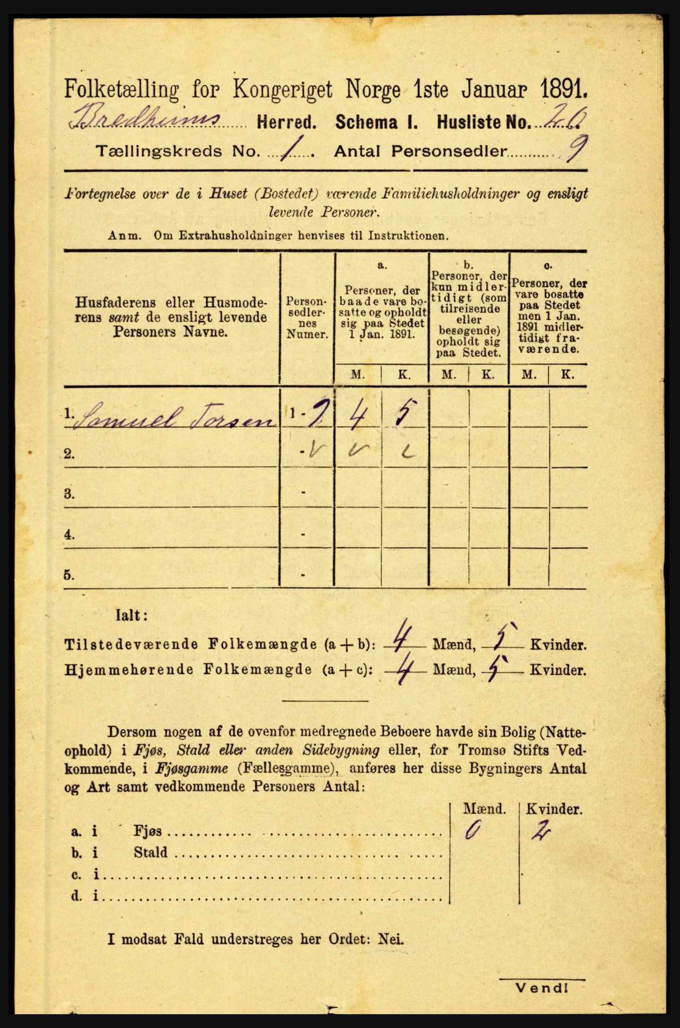 RA, 1891 census for 1446 Breim, 1891, p. 38