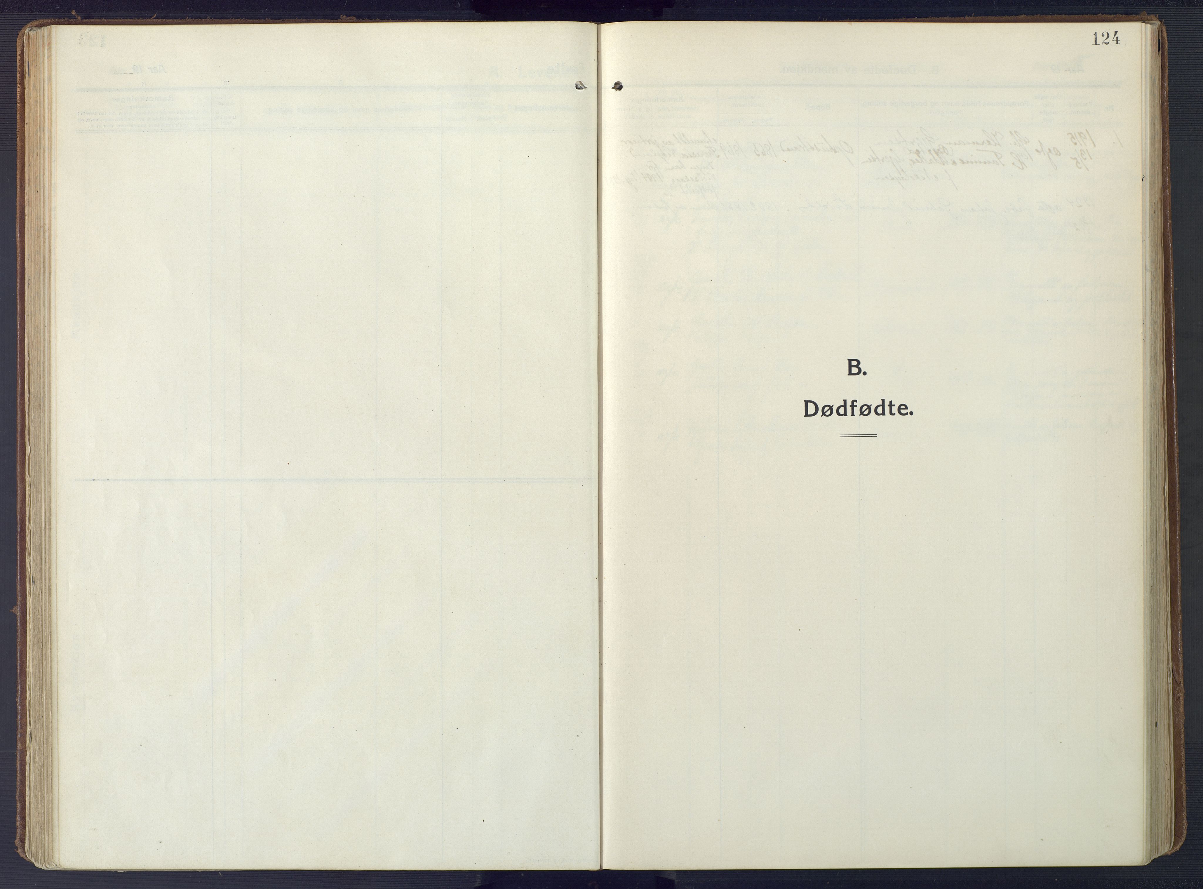 Sør-Audnedal sokneprestkontor, SAK/1111-0039/F/Fa/Fab/L0011: Parish register (official) no. A 11, 1912-1938, p. 124