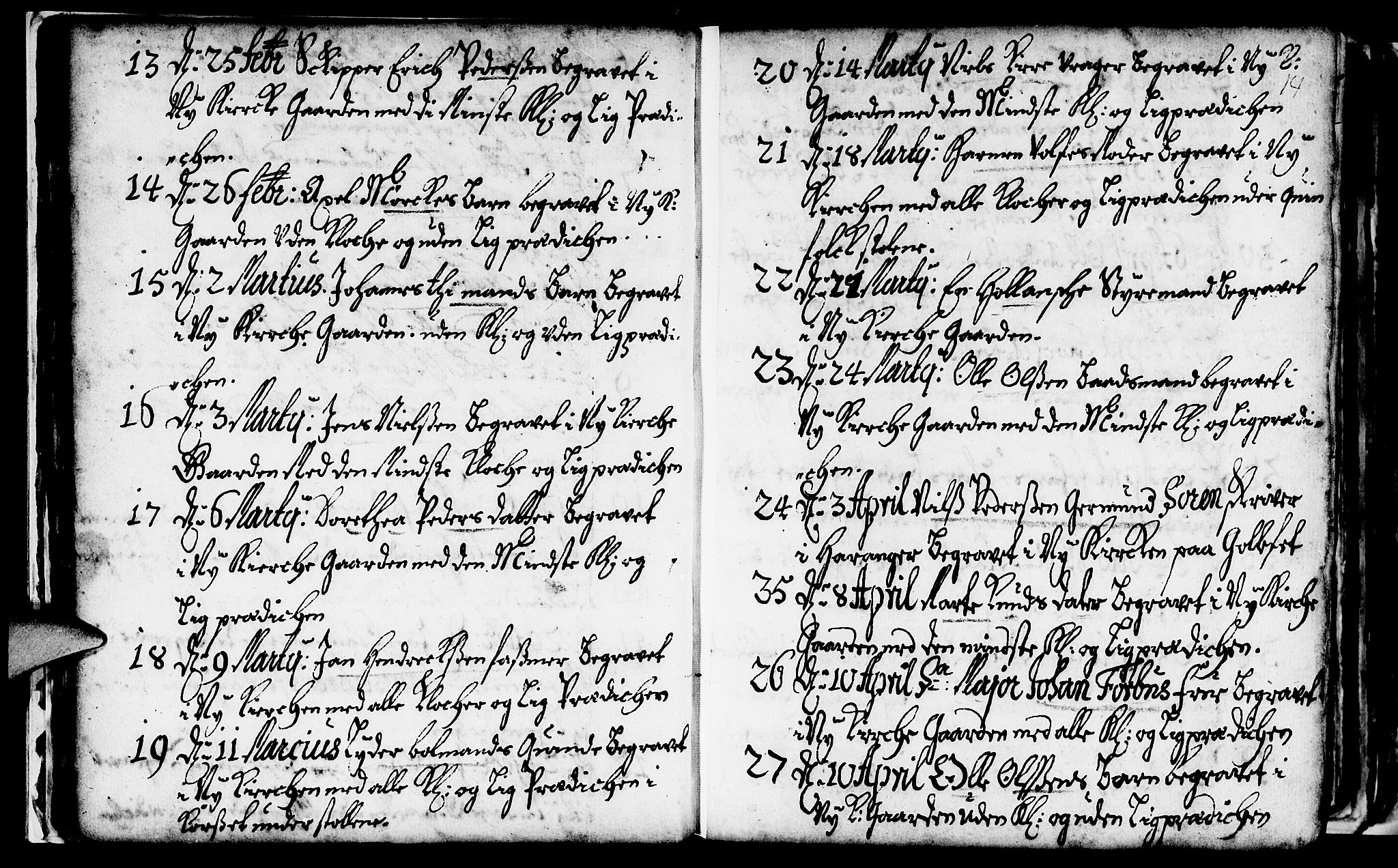 Nykirken Sokneprestembete, AV/SAB-A-77101/H/Haa/L0009: Parish register (official) no. A 9, 1689-1759, p. 14