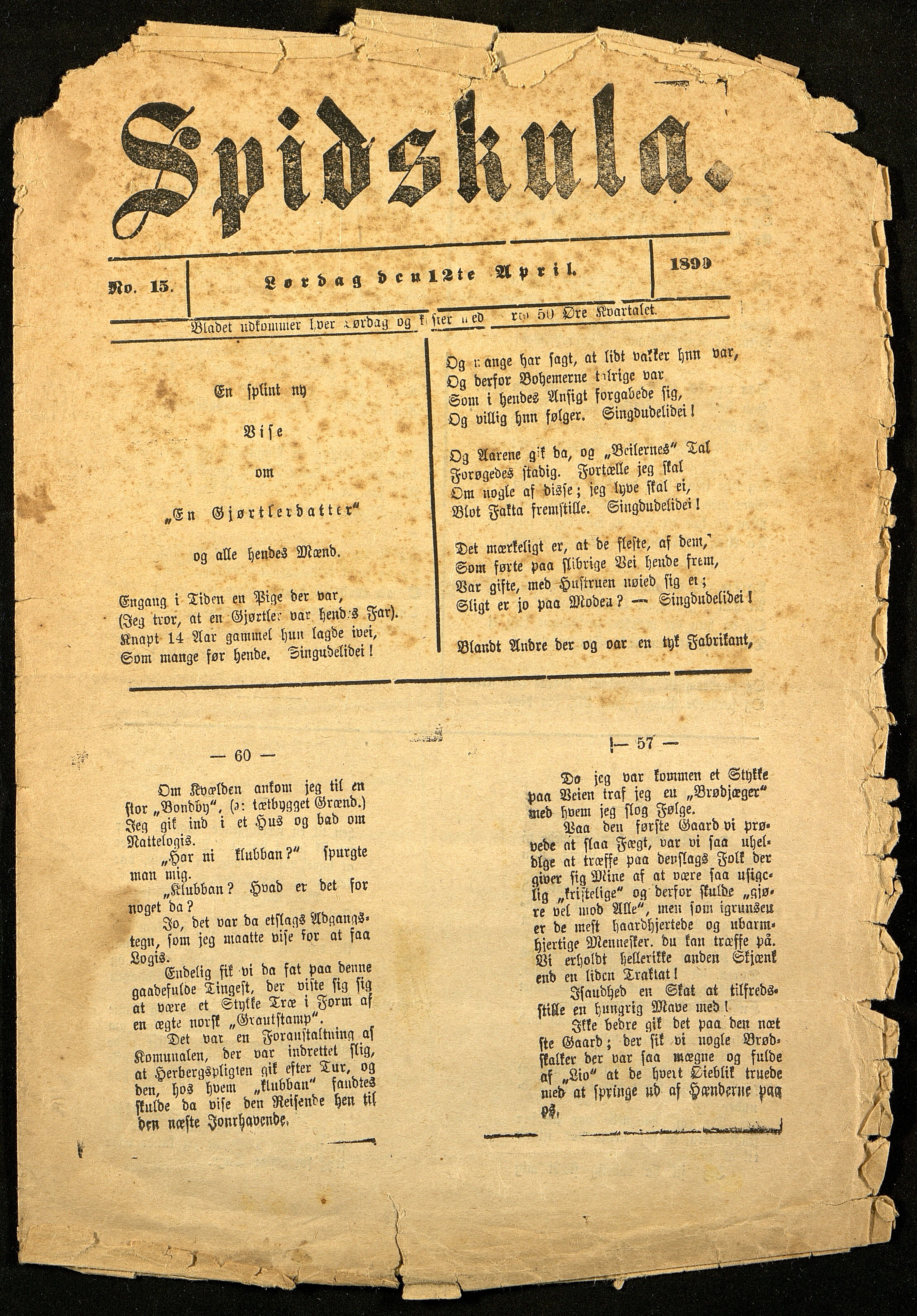 Spidskuglen, AAKS/PA-2823/X/L0001/0004: Spidskuglen / Årg. 1890, nr. 6, 8–9, 15, 18–19, 1890