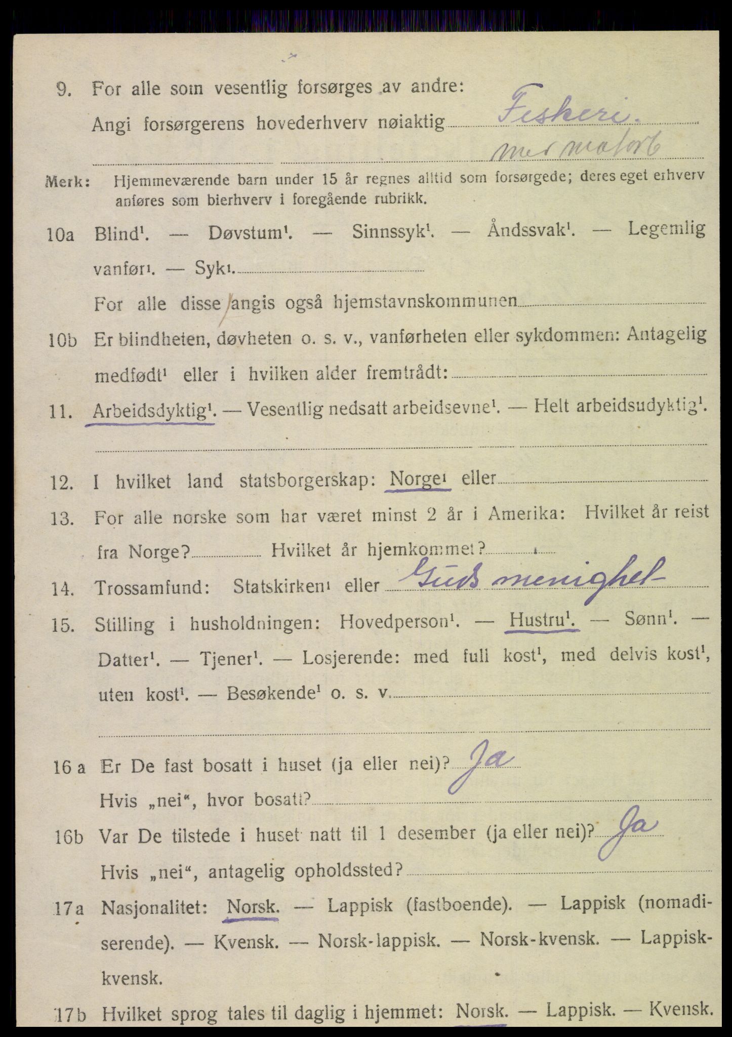 SAT, 1920 census for Nordvik, 1920, p. 599