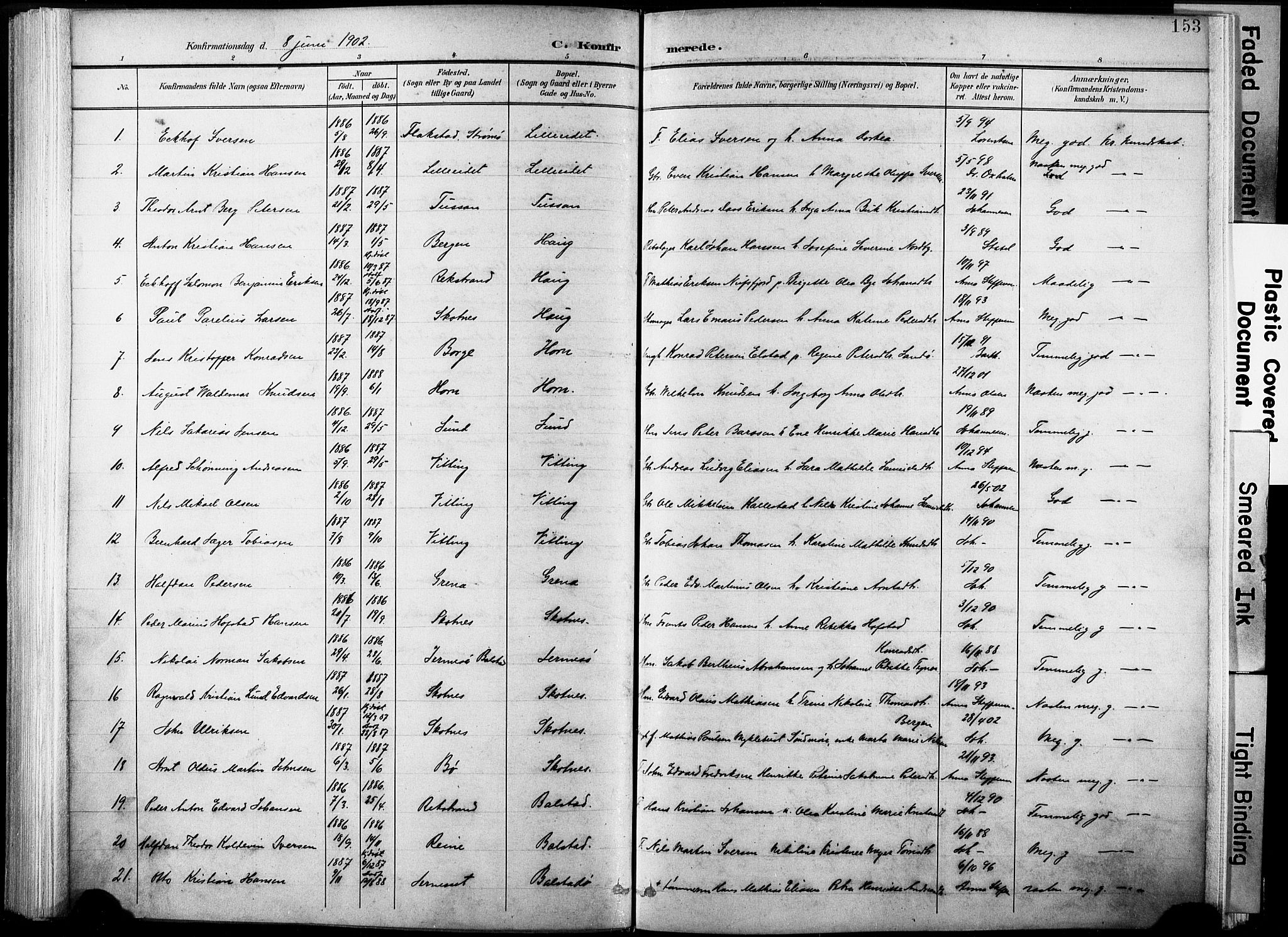 Ministerialprotokoller, klokkerbøker og fødselsregistre - Nordland, AV/SAT-A-1459/881/L1151: Parish register (official) no. 881A04, 1899-1907, p. 153