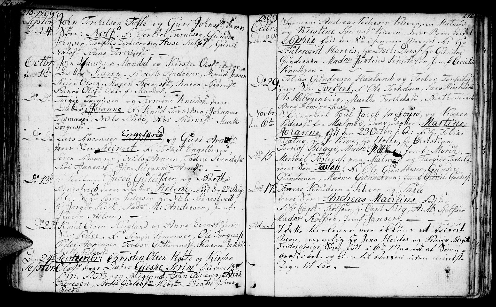 Mandal sokneprestkontor, SAK/1111-0030/F/Fa/Faa/L0008: Parish register (official) no. A 8, 1794-1817, p. 215-216