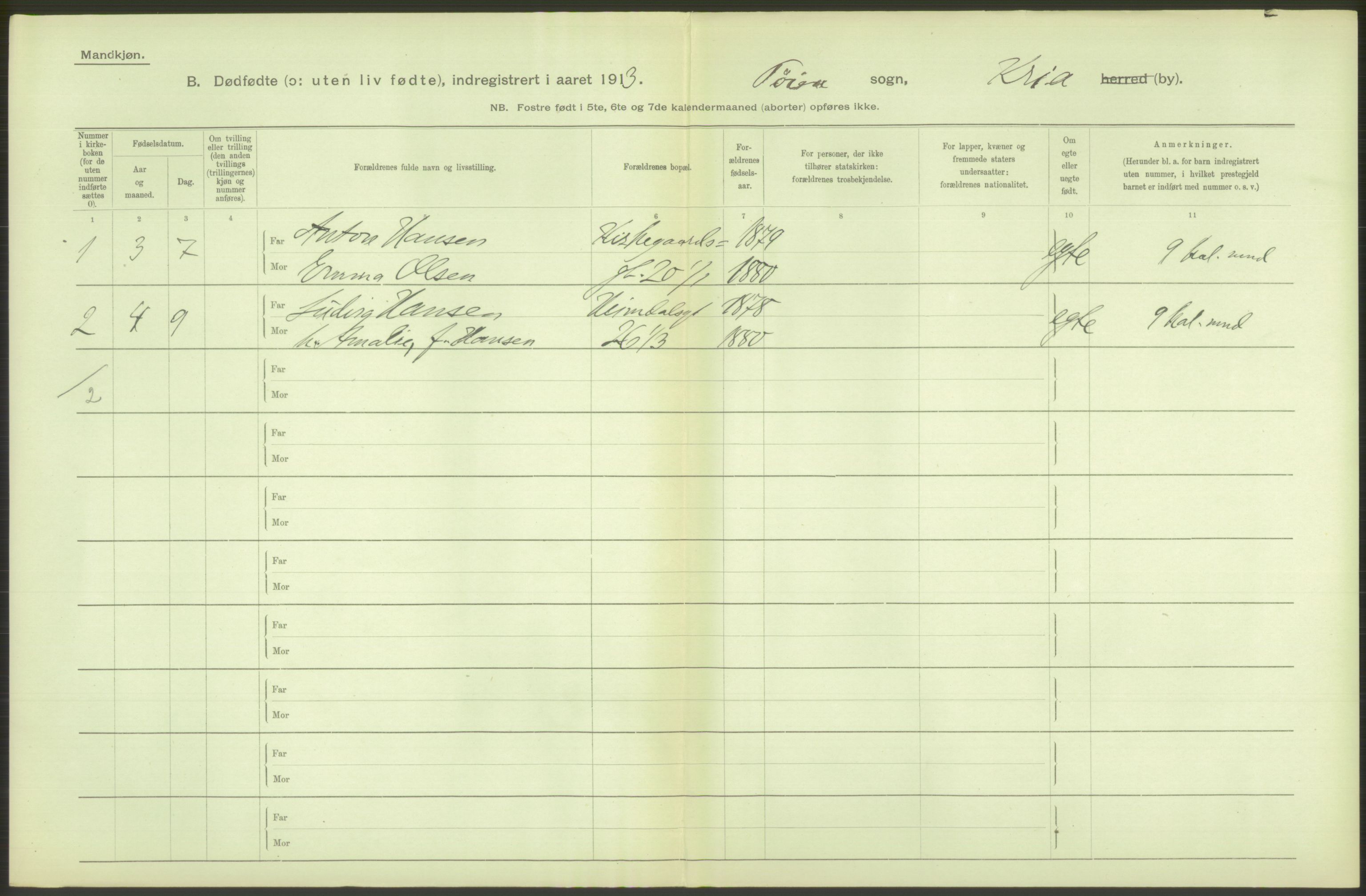 Statistisk sentralbyrå, Sosiodemografiske emner, Befolkning, RA/S-2228/D/Df/Dfb/Dfbc/L0010: Kristiania: Døde, dødfødte., 1913, p. 178