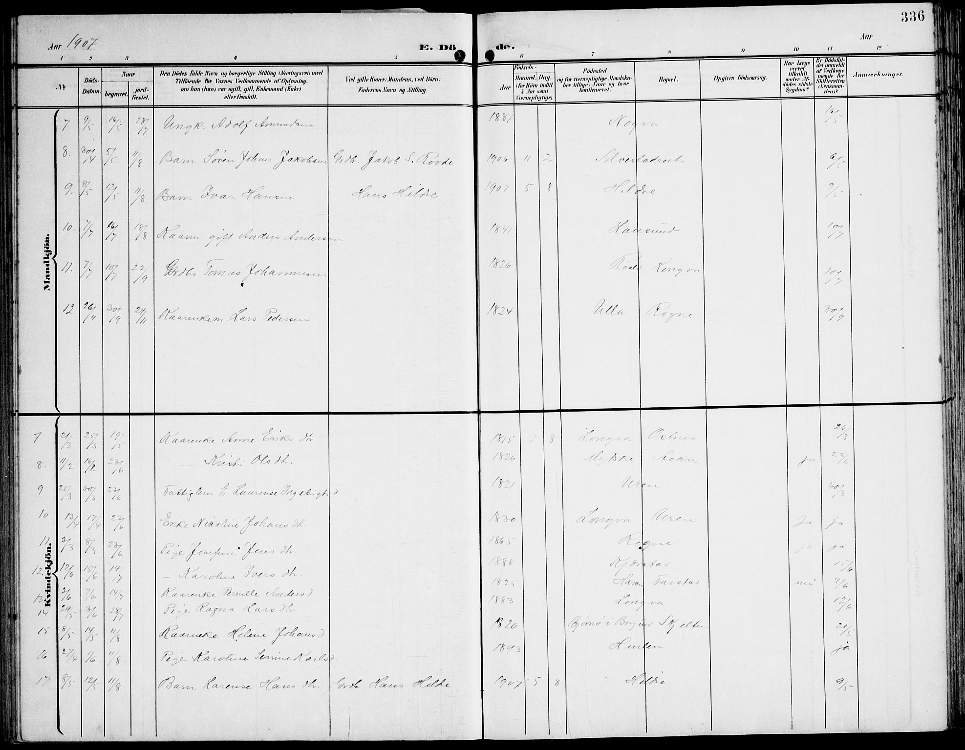 Ministerialprotokoller, klokkerbøker og fødselsregistre - Møre og Romsdal, AV/SAT-A-1454/536/L0511: Parish register (copy) no. 536C06, 1899-1944, p. 336