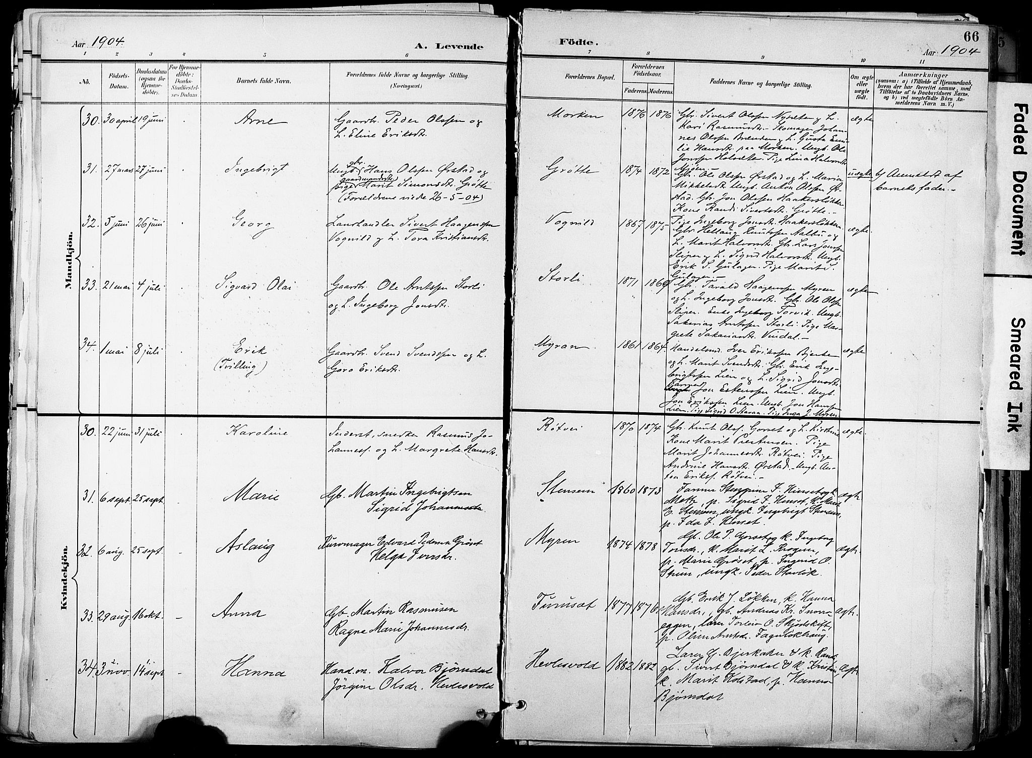 Ministerialprotokoller, klokkerbøker og fødselsregistre - Sør-Trøndelag, AV/SAT-A-1456/678/L0902: Parish register (official) no. 678A11, 1895-1911, p. 66