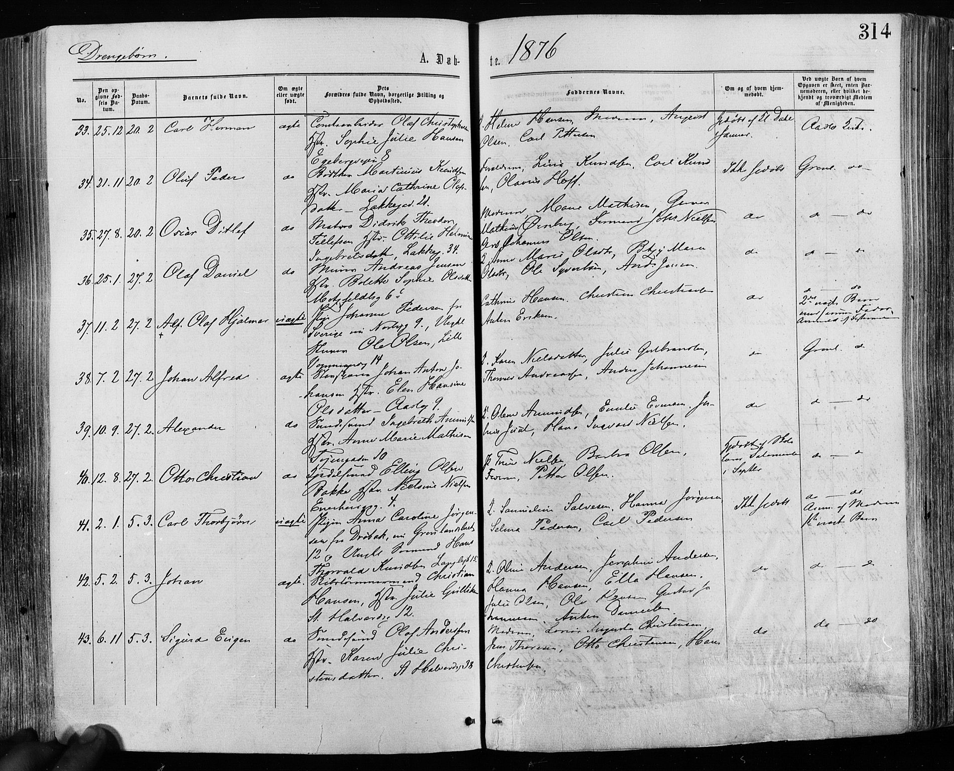 Grønland prestekontor Kirkebøker, AV/SAO-A-10848/F/Fa/L0004: Parish register (official) no. 4, 1869-1880, p. 314