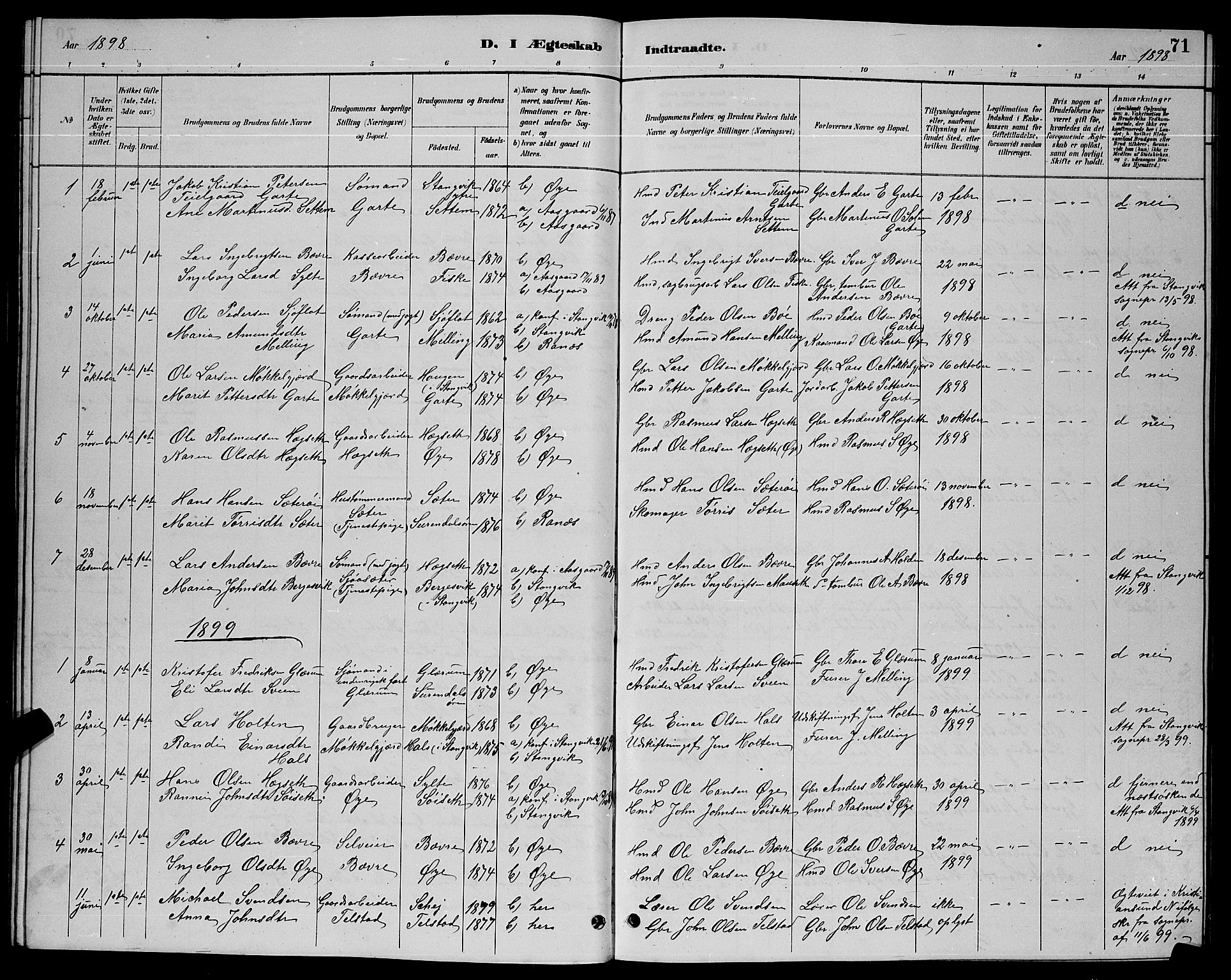 Ministerialprotokoller, klokkerbøker og fødselsregistre - Møre og Romsdal, AV/SAT-A-1454/595/L1052: Parish register (copy) no. 595C04, 1885-1900, p. 71