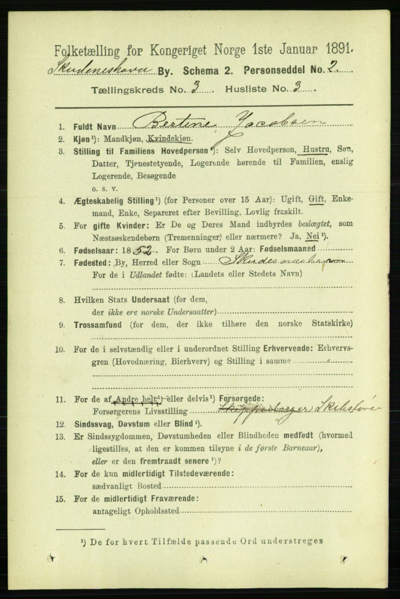 RA, 1891 census for 1104 Skudeneshavn, 1891, p. 973