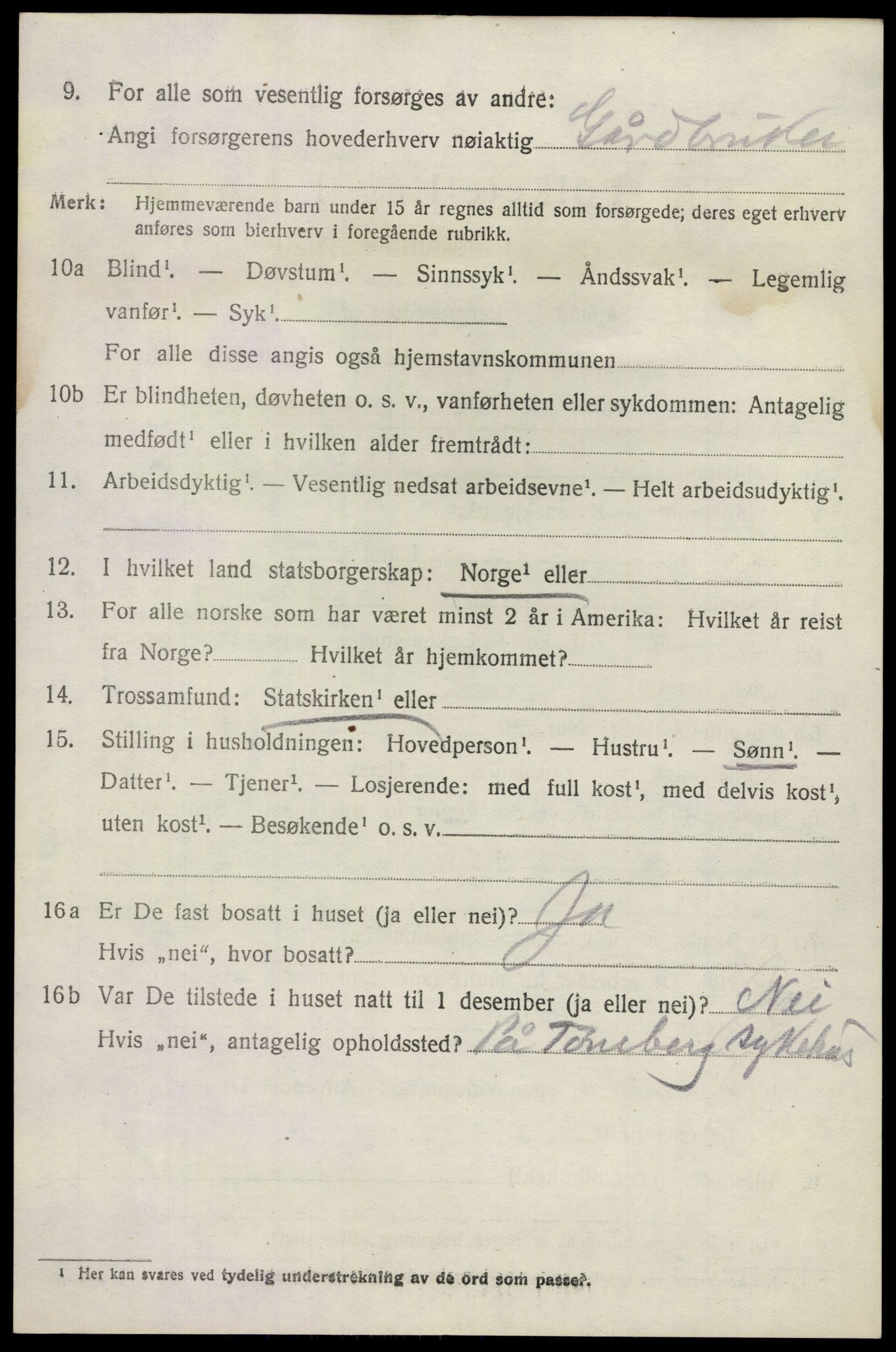 SAKO, 1920 census for Sandeherred, 1920, p. 12487