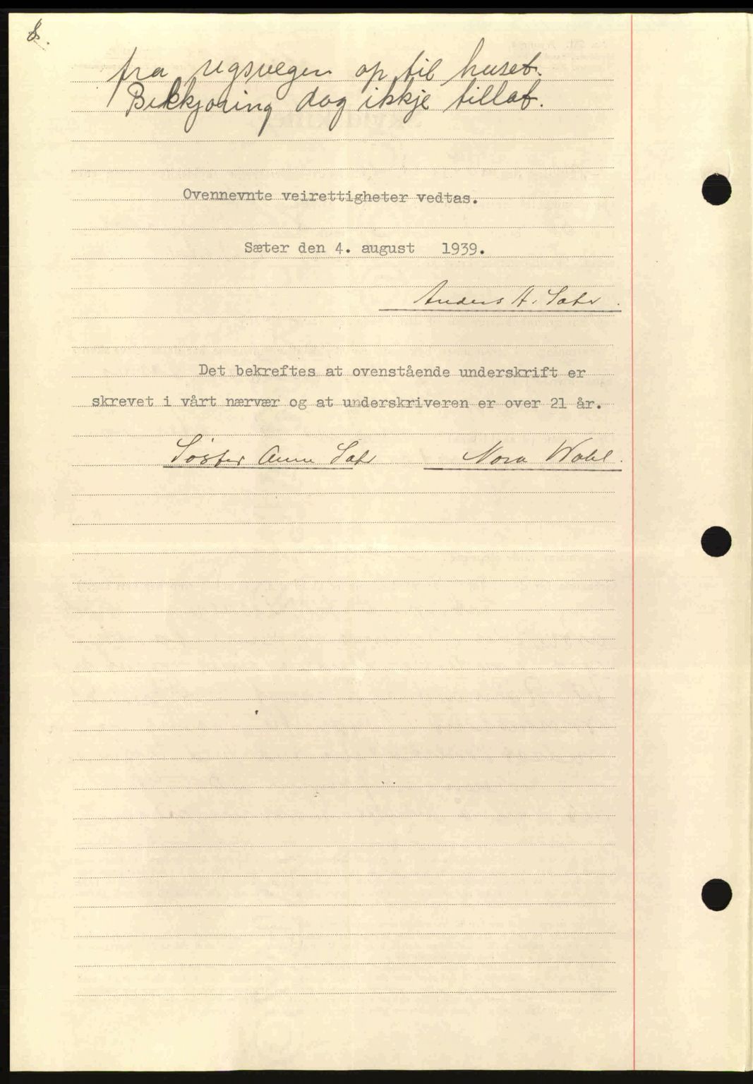 Nordmøre sorenskriveri, AV/SAT-A-4132/1/2/2Ca: Mortgage book no. A87, 1939-1940, Diary no: : 2279/1939