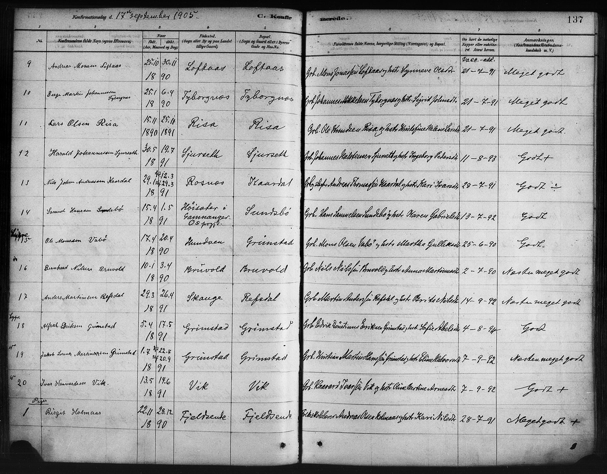 Lindås Sokneprestembete, AV/SAB-A-76701/H/Haa/Haaa/L0019: Parish register (official) no. A 19, 1878-1912, p. 137