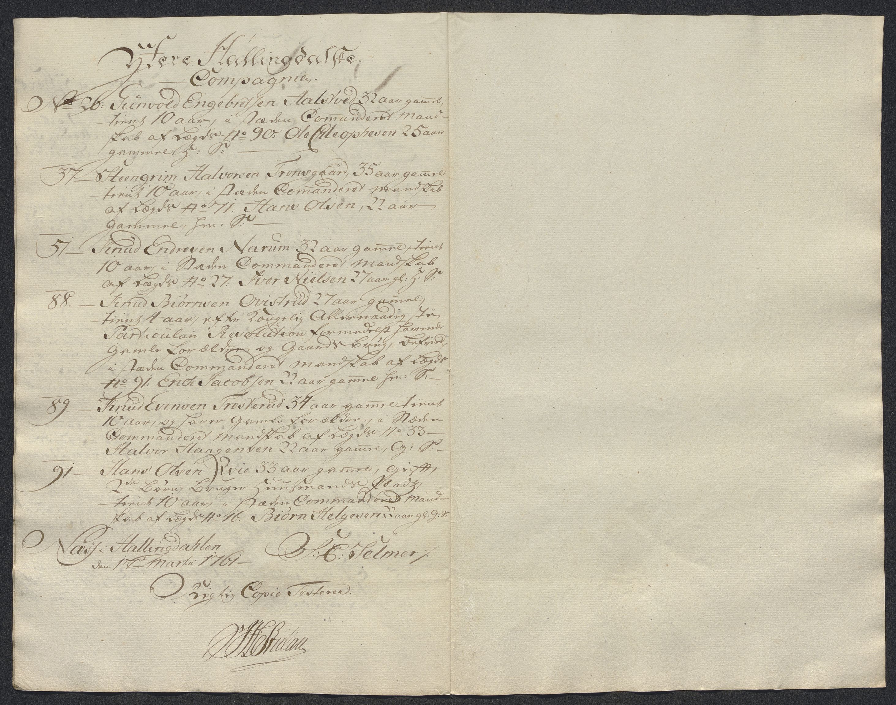 Kommanderende general (KG I) med Det norske krigsdirektorium, AV/RA-EA-5419/E/Ec/L0021: Ruller over nedkommanderte mannskap, 1758-1762, p. 601