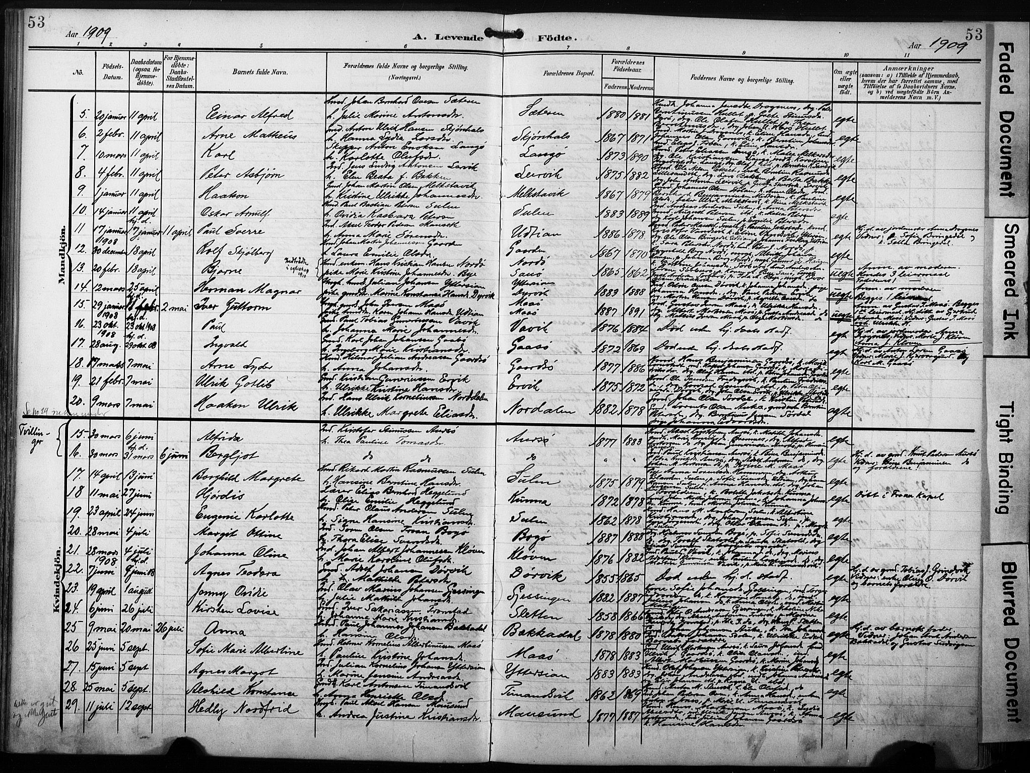 Ministerialprotokoller, klokkerbøker og fødselsregistre - Sør-Trøndelag, SAT/A-1456/640/L0580: Parish register (official) no. 640A05, 1902-1910, p. 53