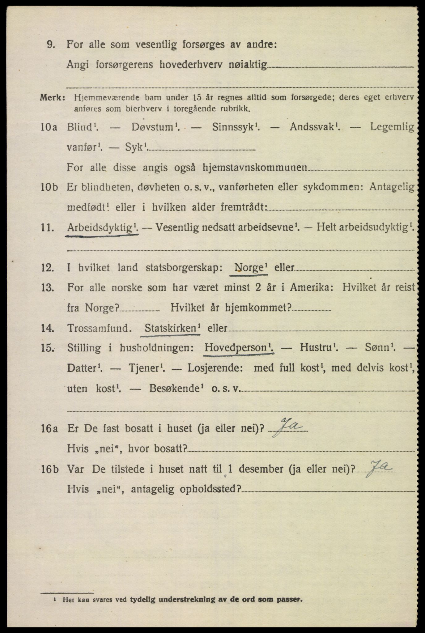 SAK, 1920 census for Lyngdal, 1920, p. 1336