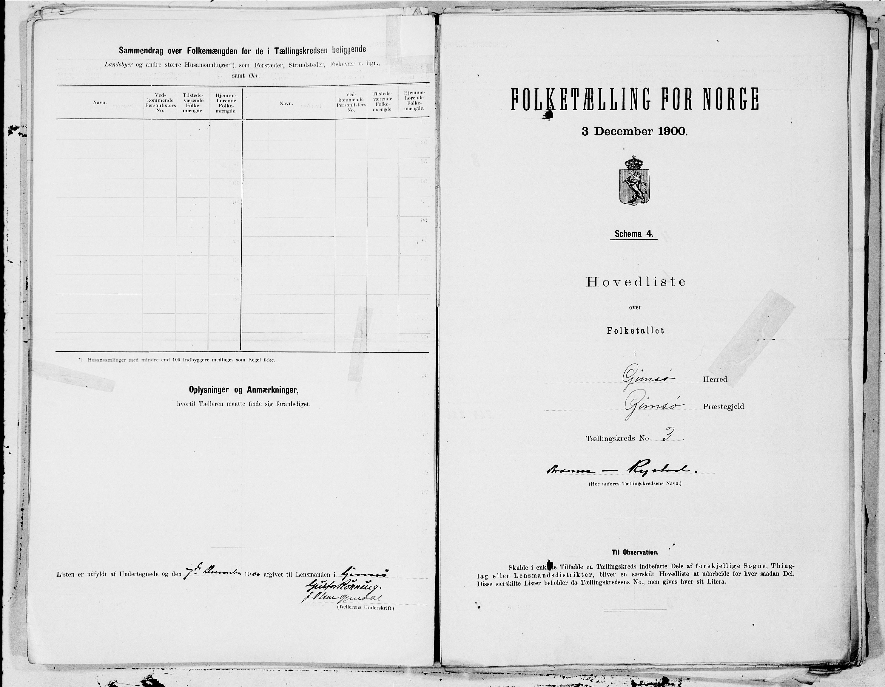 SAT, 1900 census for Gimsøy, 1900, p. 6