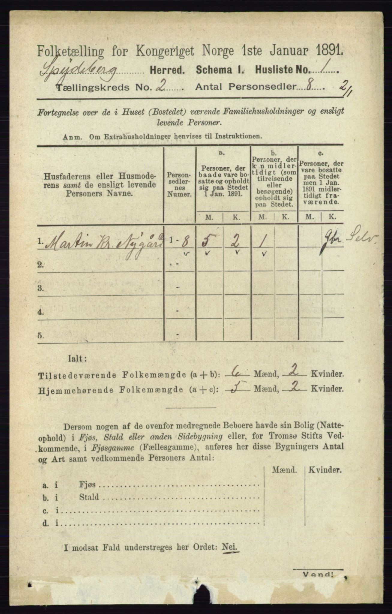 RA, 1891 census for 0123 Spydeberg, 1891, p. 606
