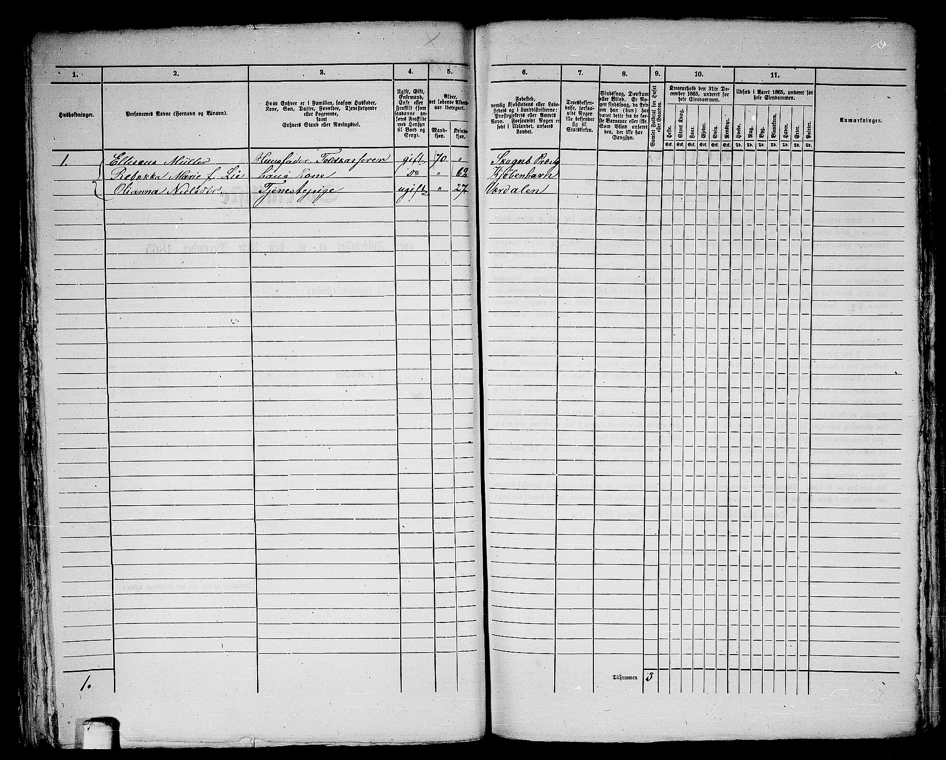 RA, 1865 census for Levanger/Levanger, 1865, p. 158