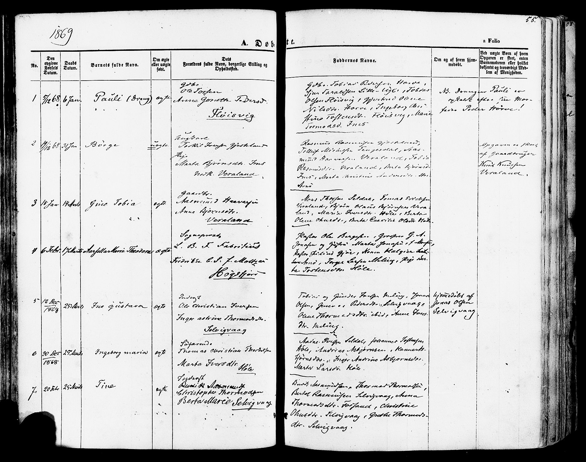 Høgsfjord sokneprestkontor, SAST/A-101624/H/Ha/Haa/L0002: Parish register (official) no. A 2, 1855-1885, p. 55
