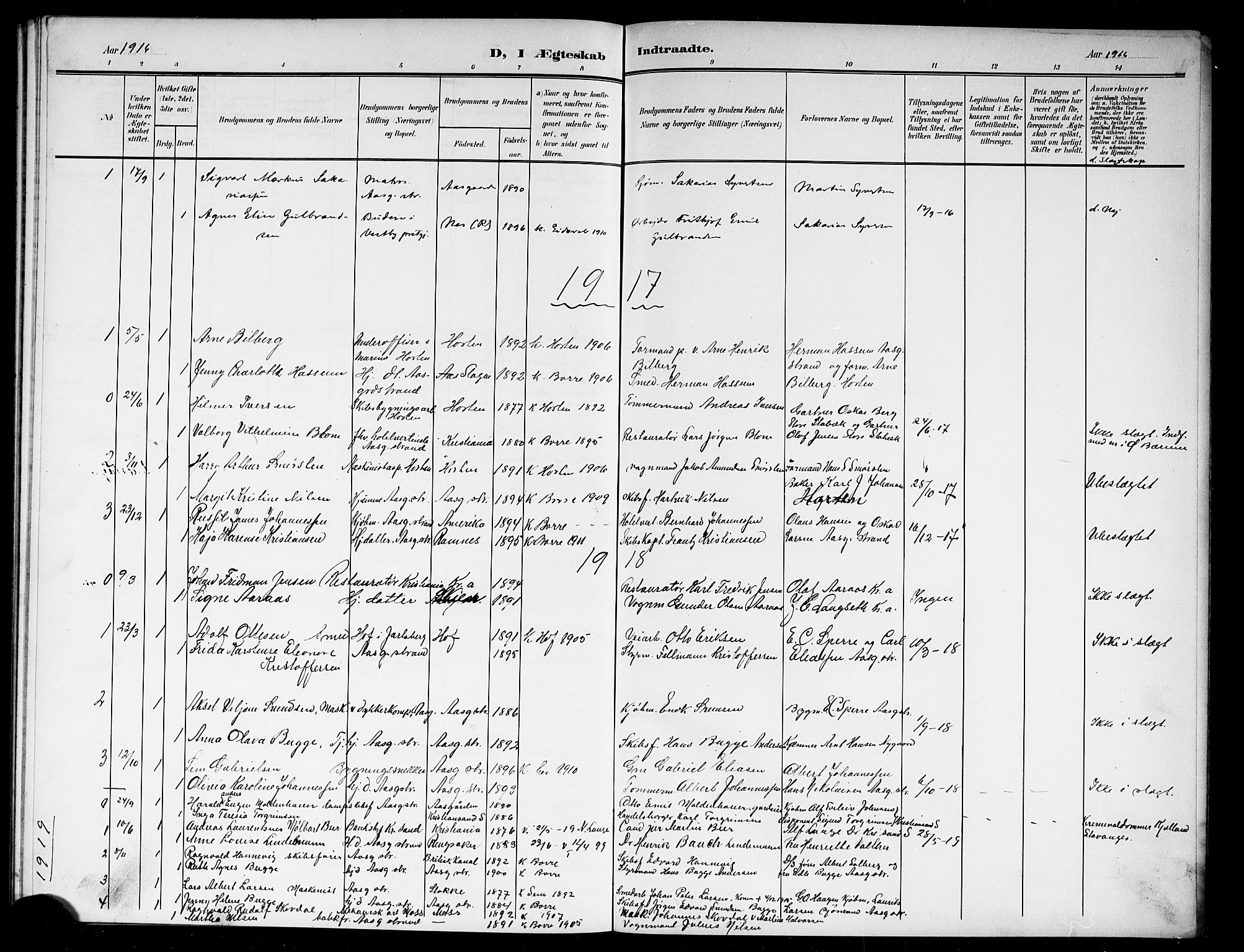 Borre kirkebøker, AV/SAKO-A-338/G/Gc/L0001: Parish register (copy) no. III 1, 1907-1920