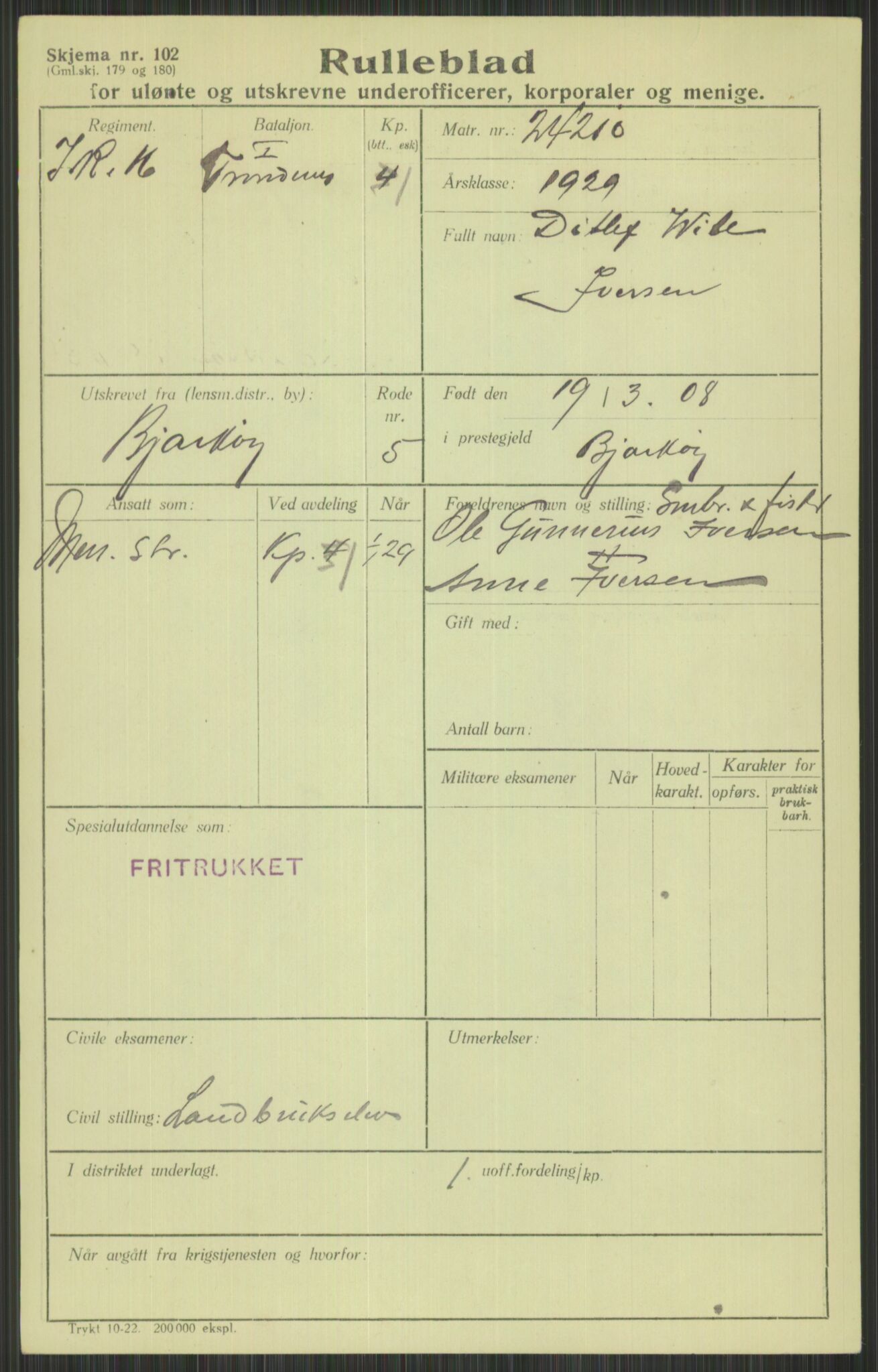 Forsvaret, Troms infanteriregiment nr. 16, AV/RA-RAFA-3146/P/Pa/L0013/0004: Rulleblad / Rulleblad for regimentets menige mannskaper, årsklasse 1929, 1929, p. 487