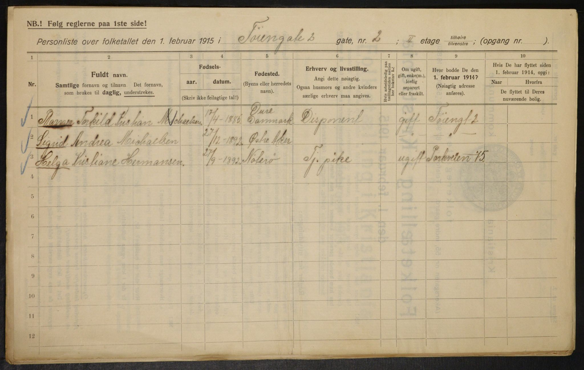 OBA, Municipal Census 1915 for Kristiania, 1915, p. 117699