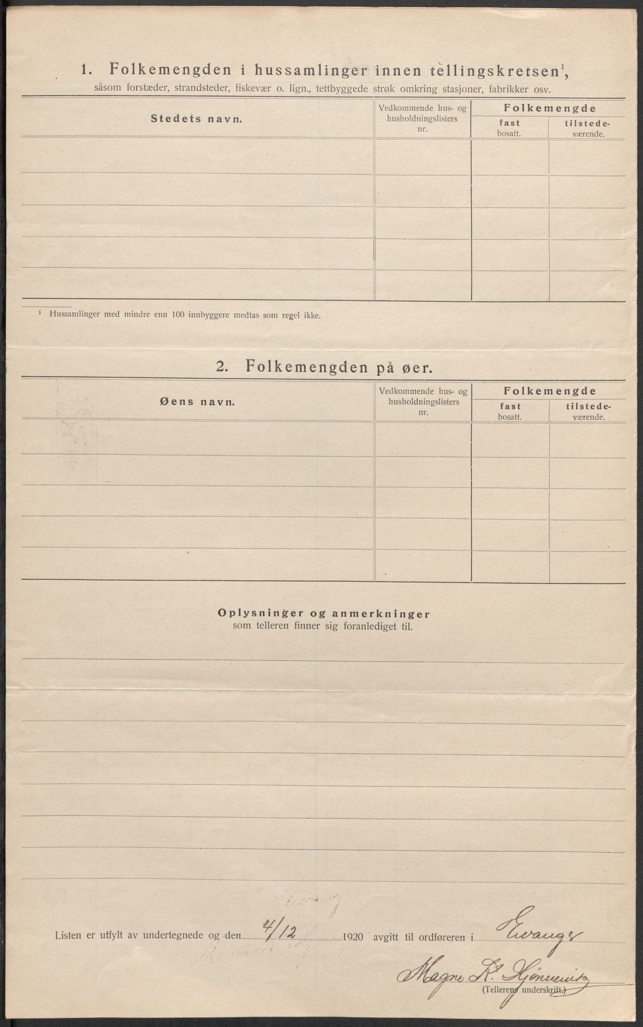 SAB, 1920 census for Evanger, 1920, p. 17