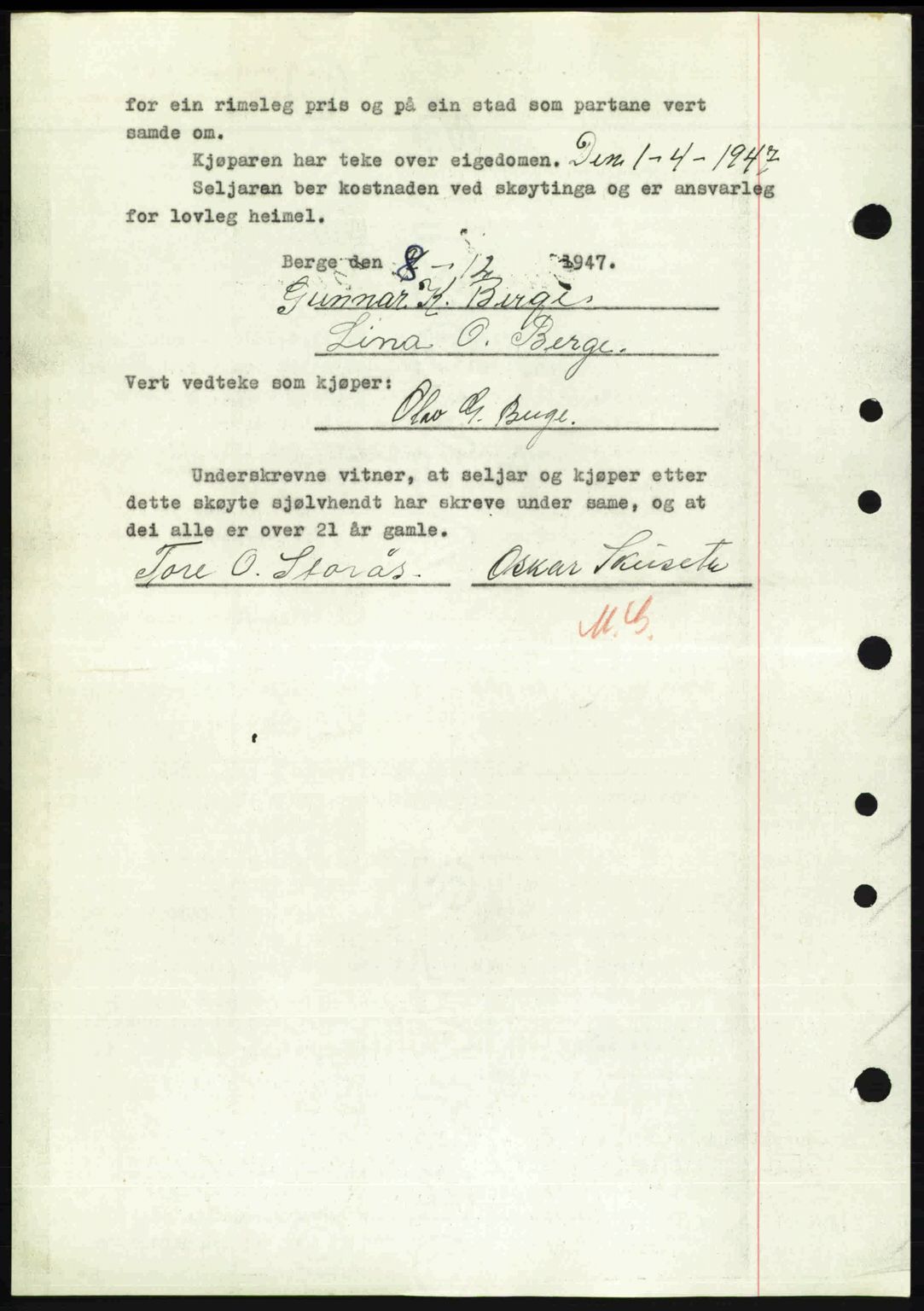 Nordre Sunnmøre sorenskriveri, AV/SAT-A-0006/1/2/2C/2Ca: Mortgage book no. A26, 1947-1948, Diary no: : 2248/1947