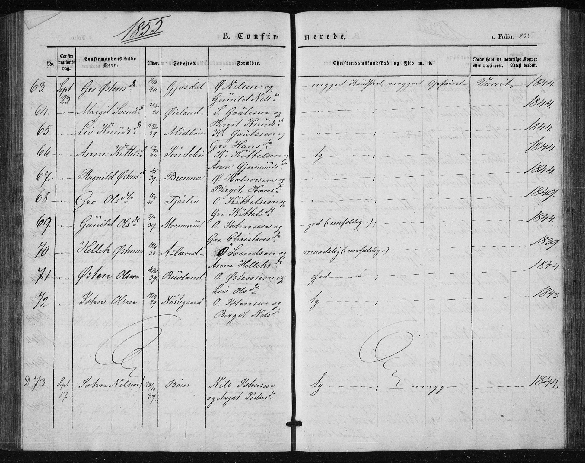 Tinn kirkebøker, SAKO/A-308/F/Fa/L0005: Parish register (official) no. I 5, 1844-1856, p. 235