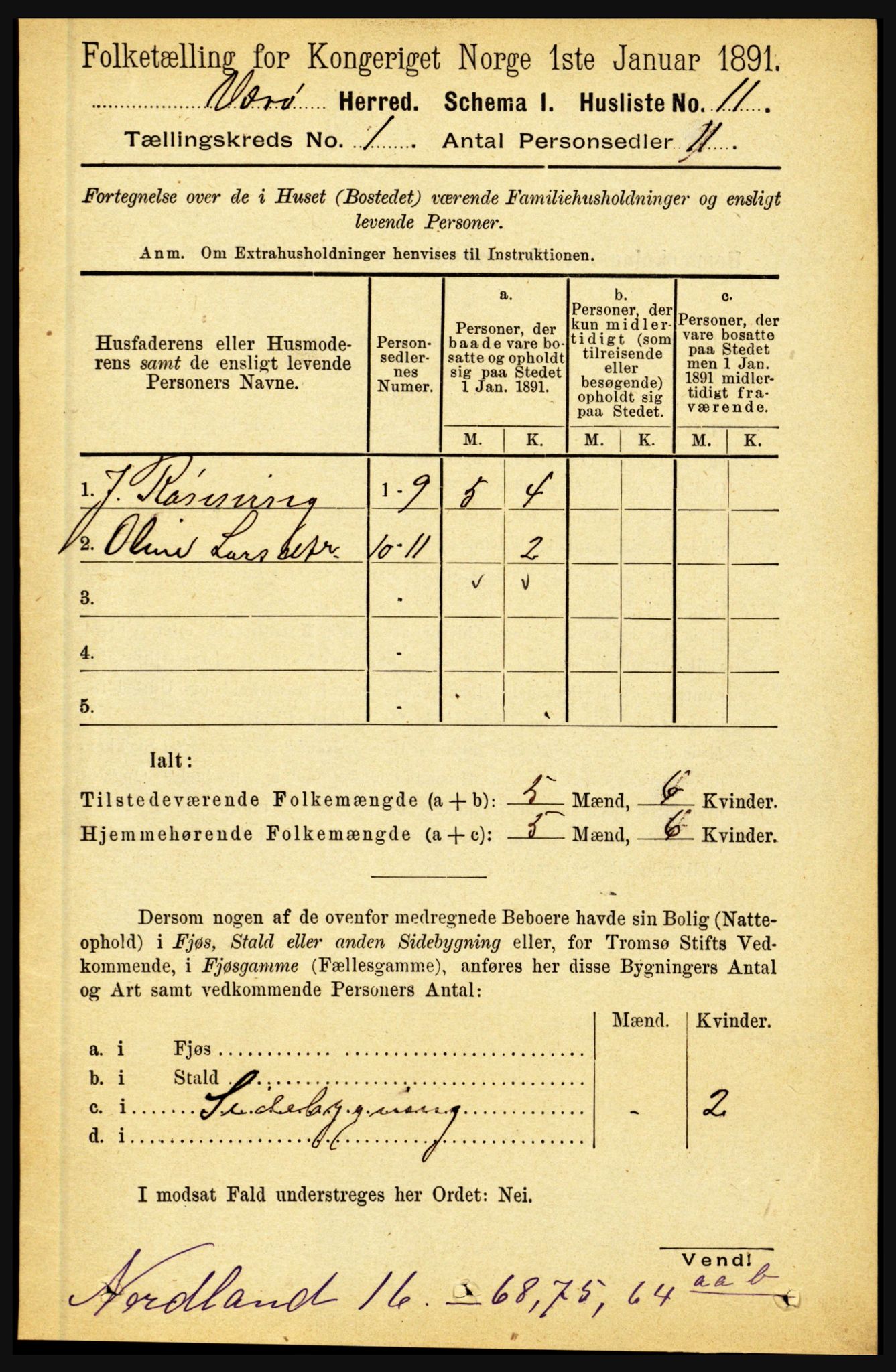 RA, 1891 census for 1857 Værøy, 1891, p. 24