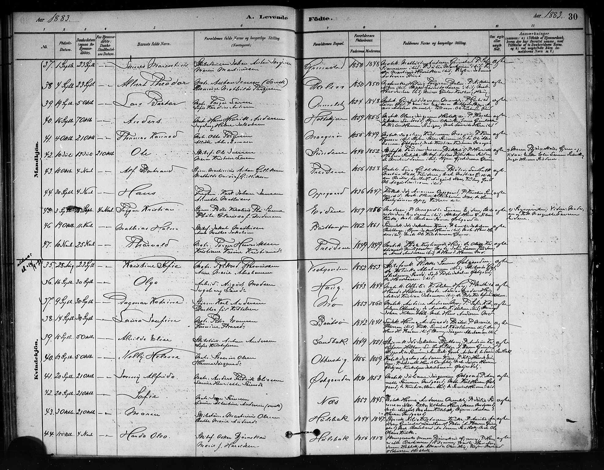 Tjøme kirkebøker, SAKO/A-328/F/Fa/L0001: Parish register (official) no. 1, 1879-1890, p. 30