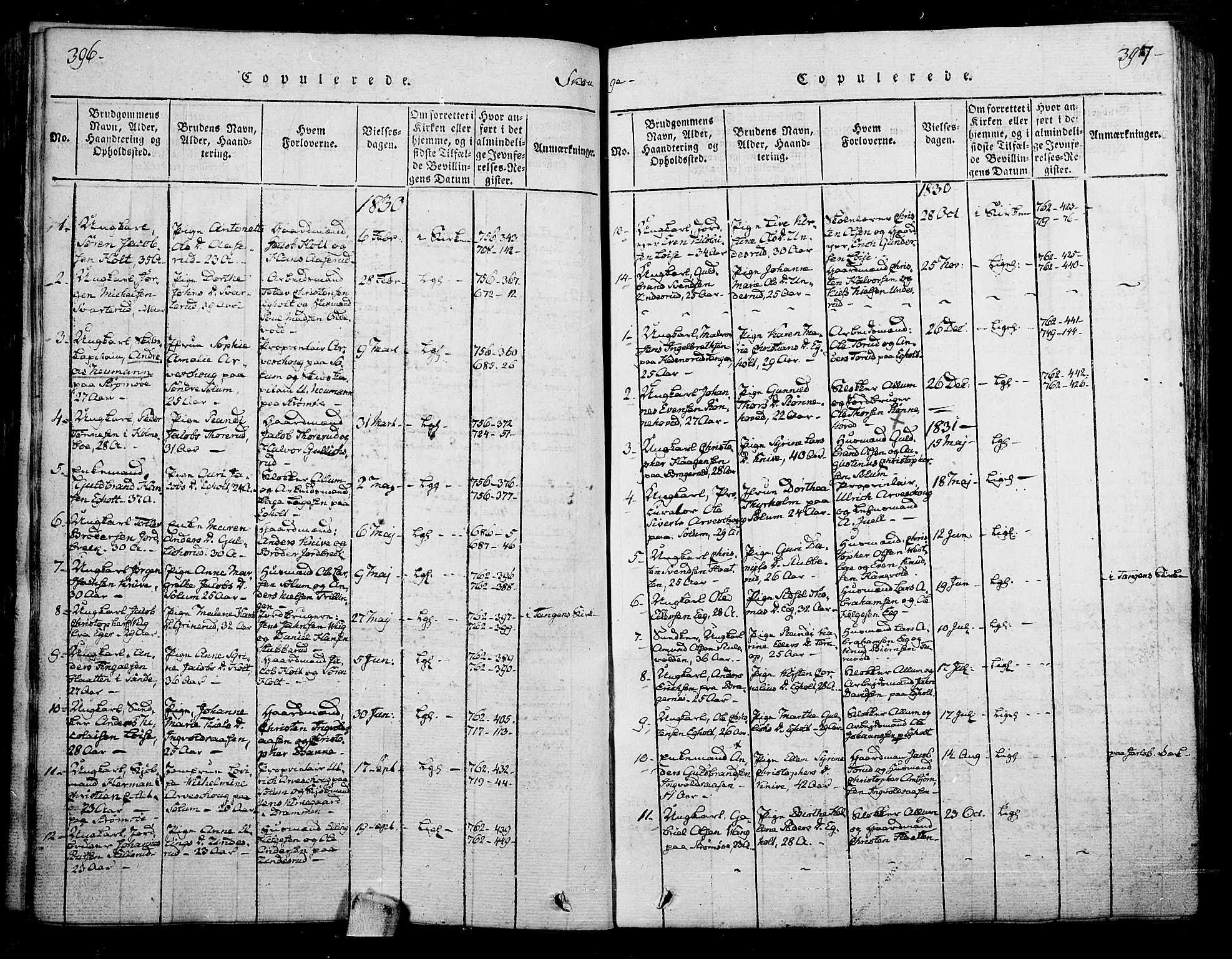 Skoger kirkebøker, AV/SAKO-A-59/F/Fa/L0002: Parish register (official) no. I 2 /1, 1814-1842, p. 396-397