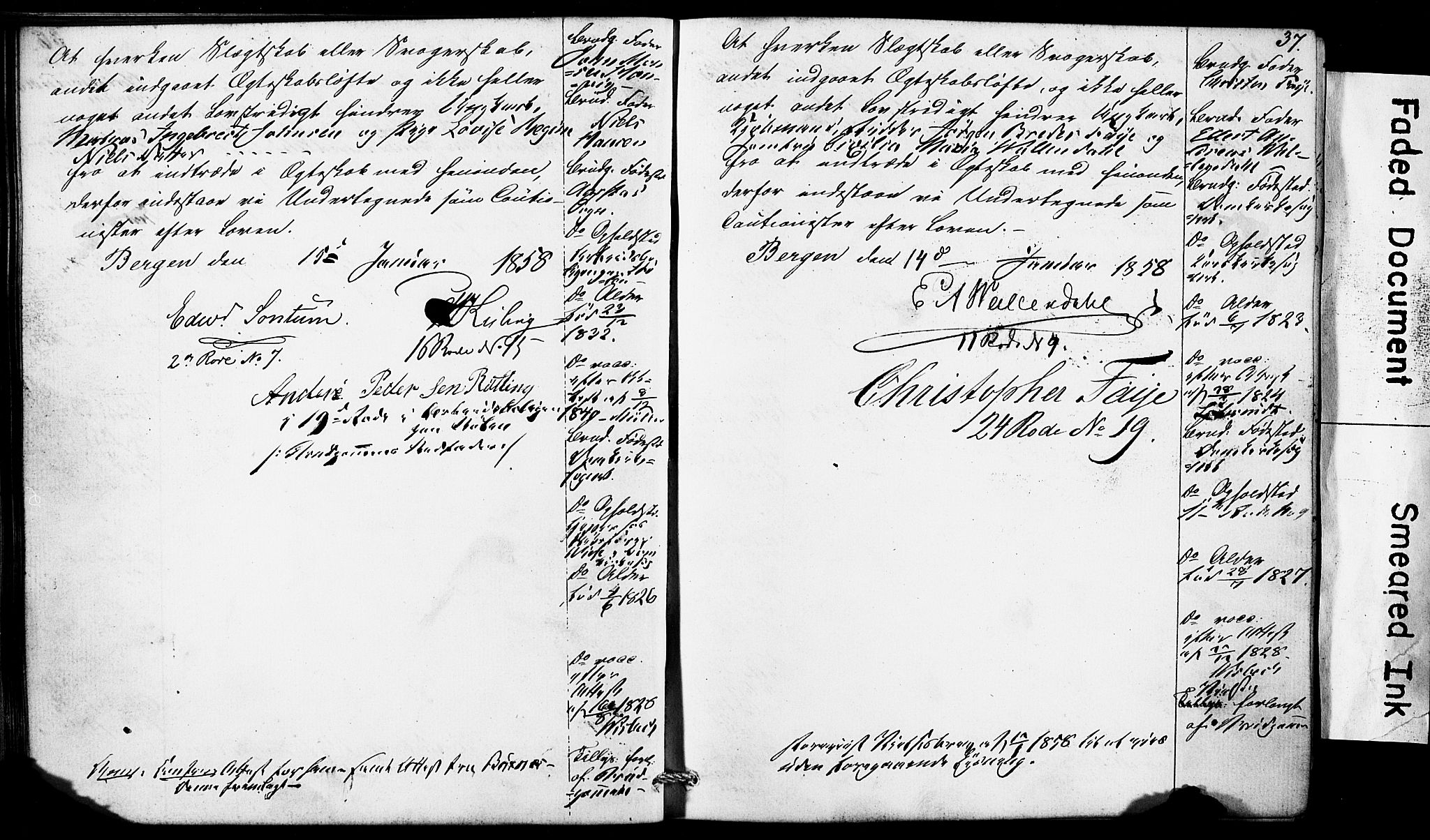 Domkirken sokneprestembete, AV/SAB-A-74801: Best man's statements no. II.5.5, 1857-1863, p. 37